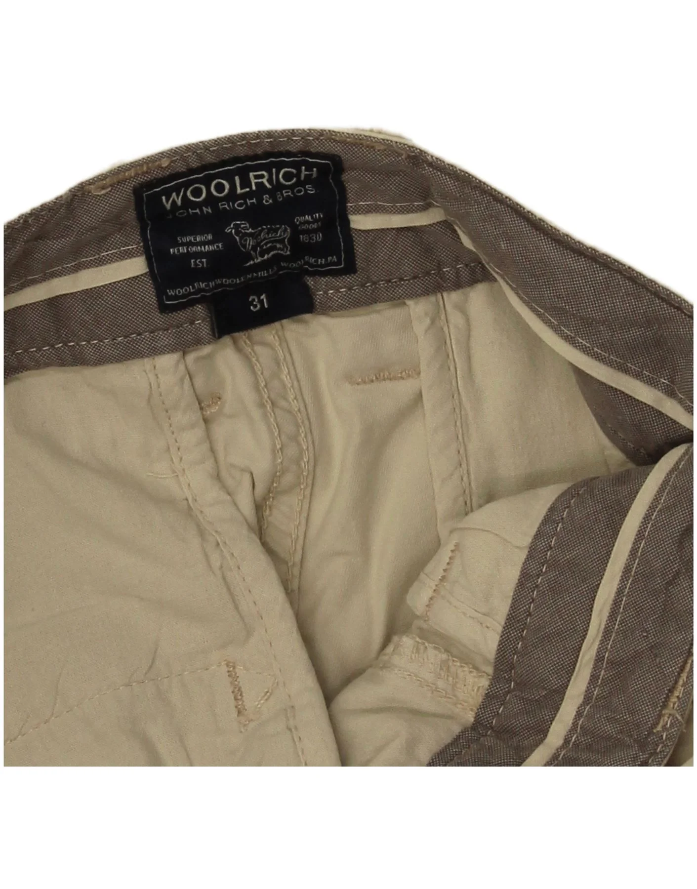 Woolrich Mens Slim Chino Trousers W31 L27 Beige - Image 3