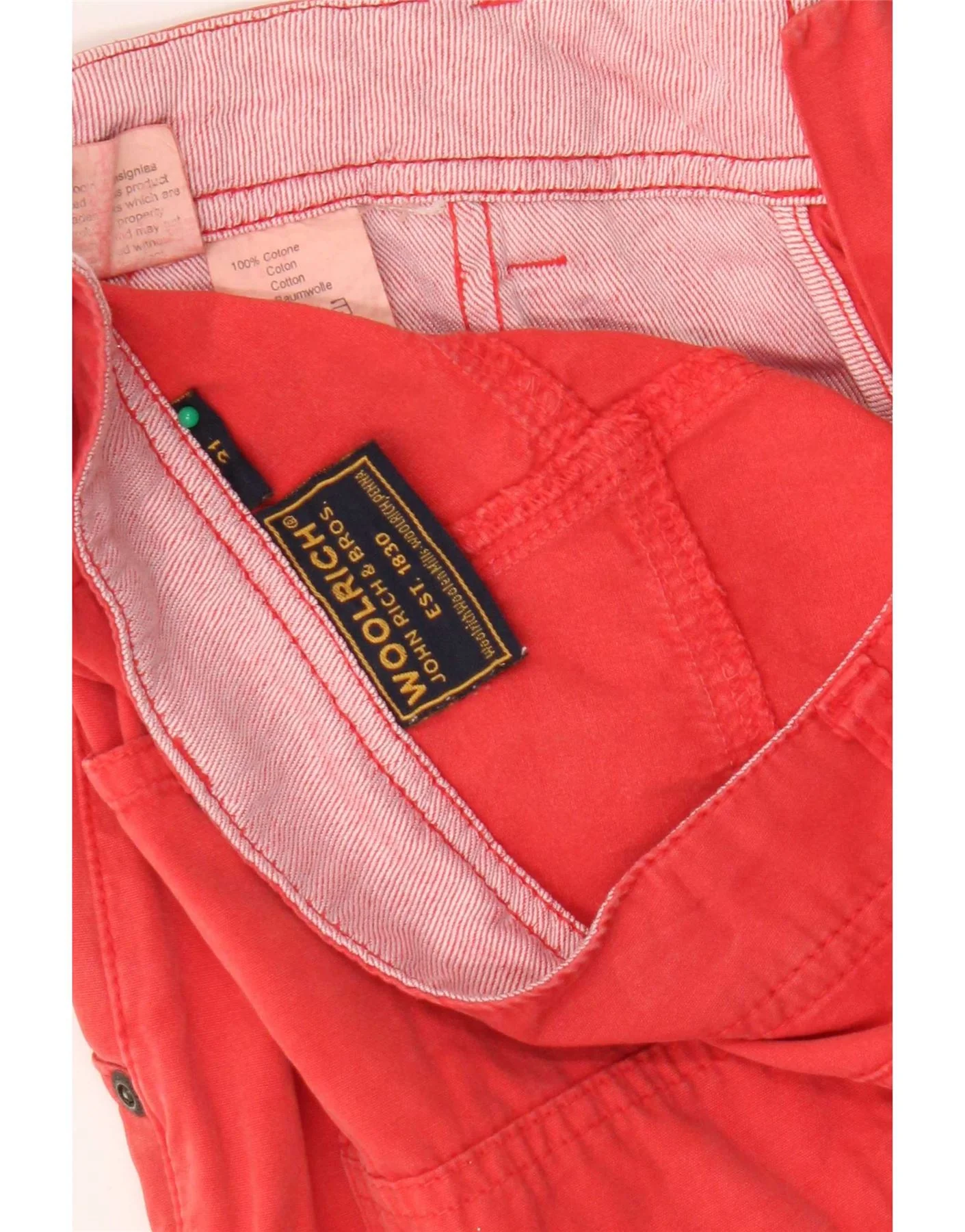 Woolrich Mens Straight Chino Trousers W31 L29 Red Cotton - Image 3