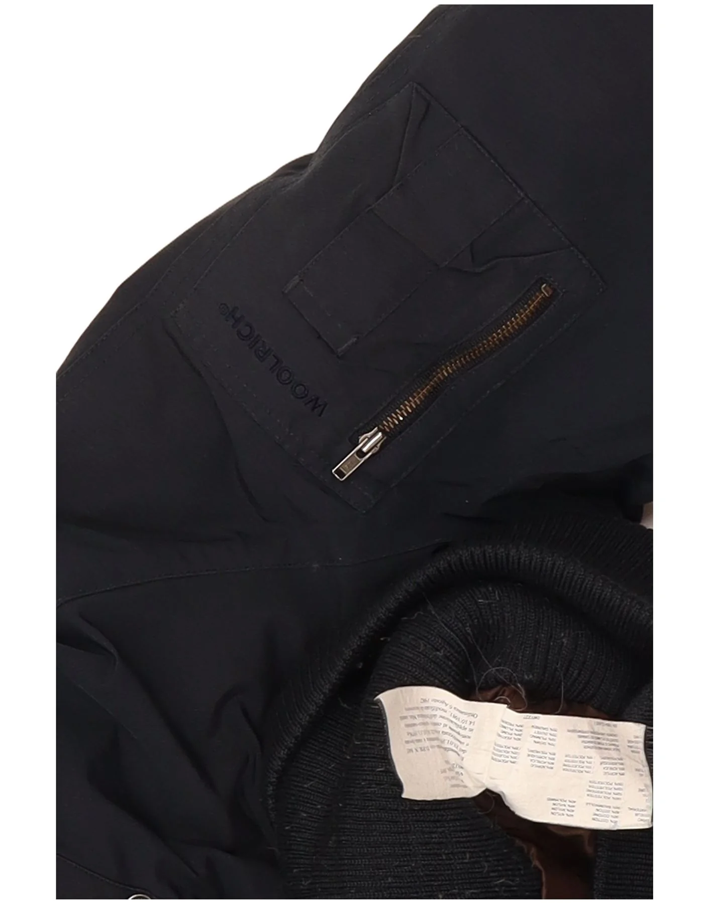 Woolrich Womens Hooded Padded Jacket UK 12 Medium Navy Blue Cotton - Image 3