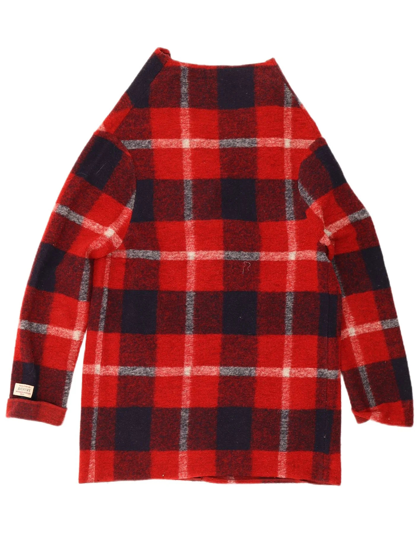Woolrich Womens Longline Cardigan Sweater UK 10 Small Red Plaid Wool - Image 2