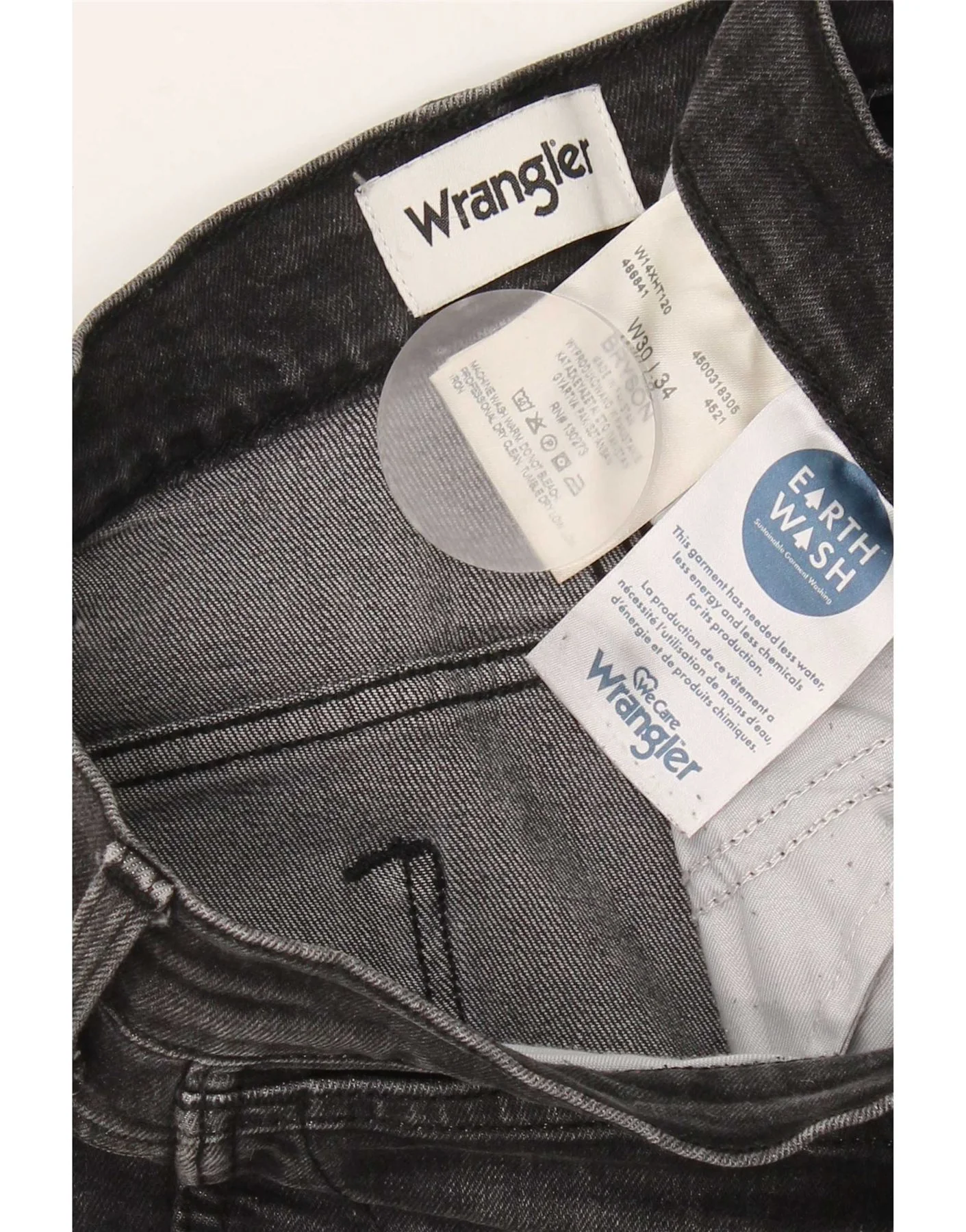 Wrangler Mens Bryson Slim Jeans W30 L34 Grey Cotton - Image 3
