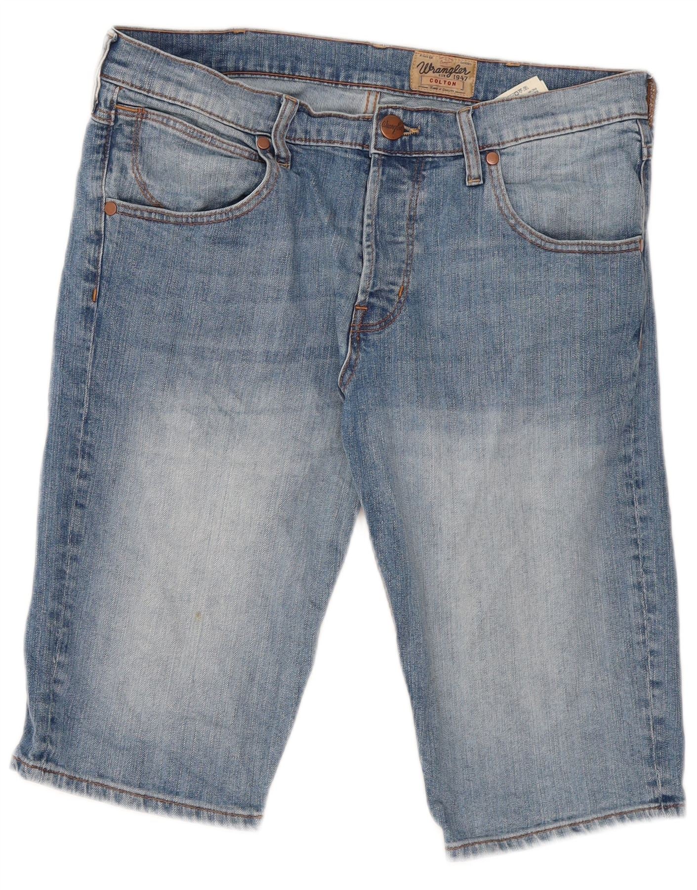 Wrangler Mens Colton Denim Shorts W33 Medium Blue Cotton
