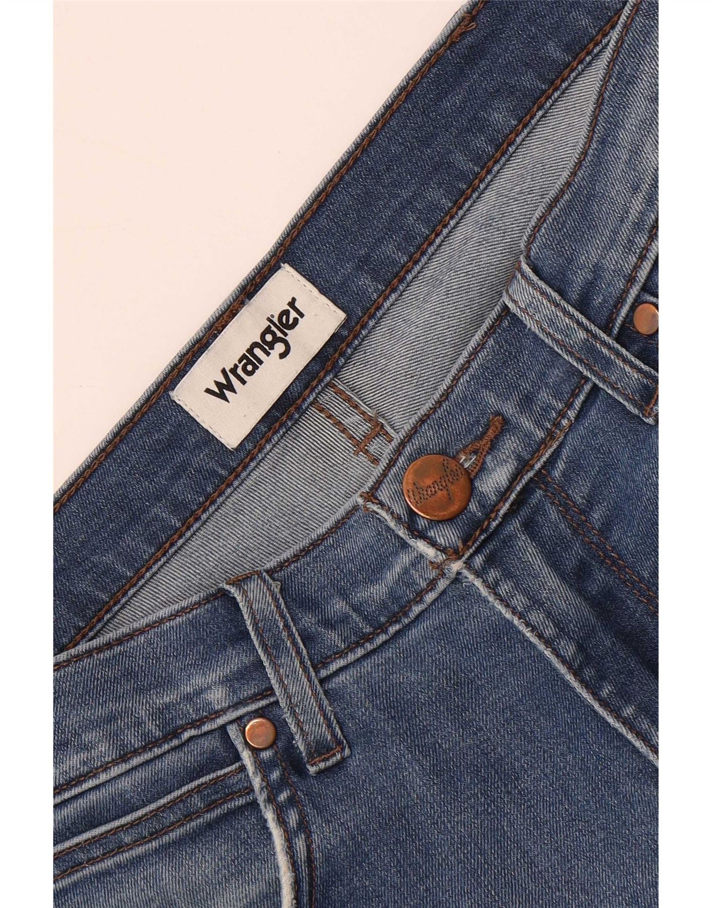 Wrangler Mens Distressed Straight Jeans W32 L30 Blue - Image 4