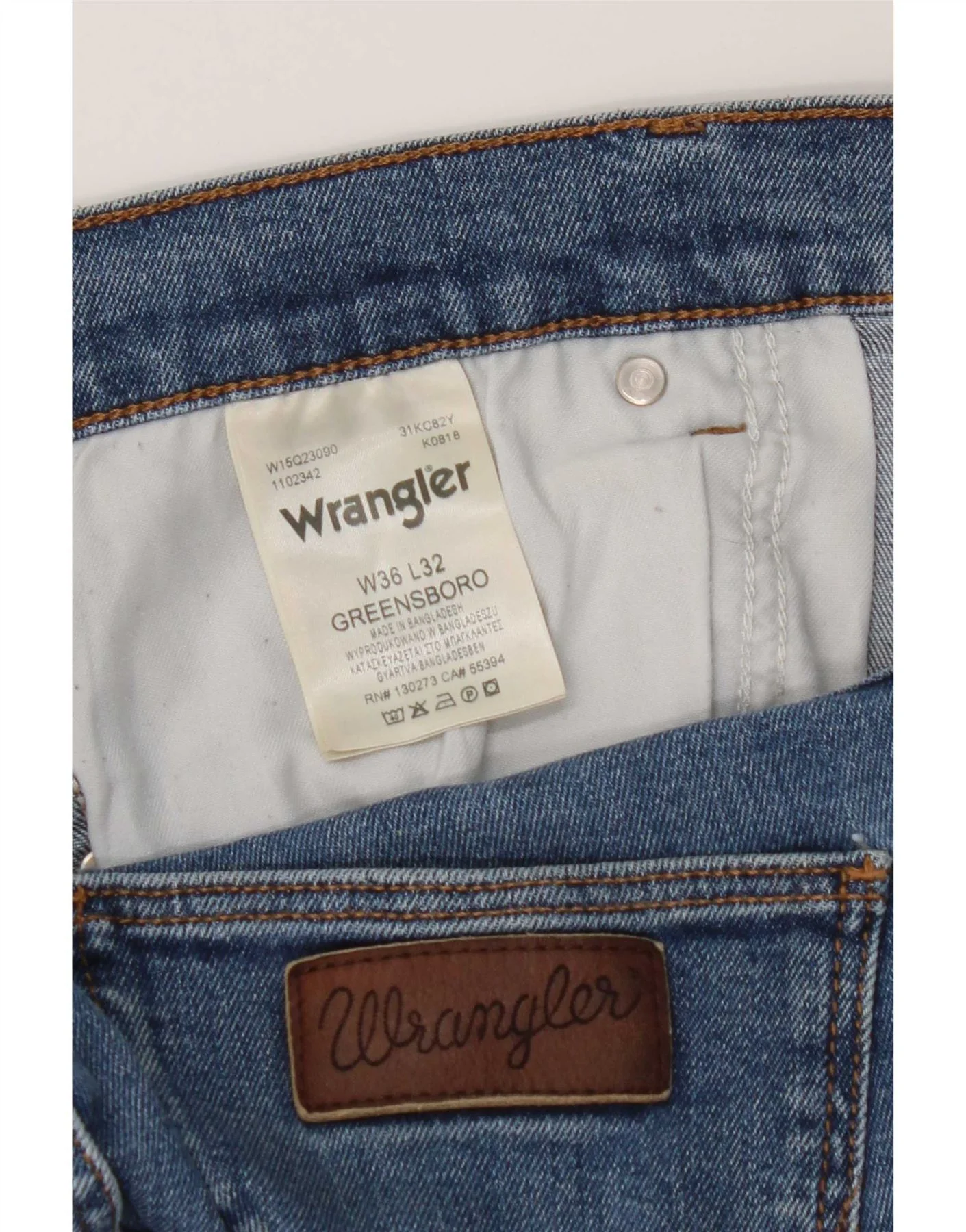 Wrangler Mens Greensboro Straight Jeans W36 L32 Blue Cotton - Image 4