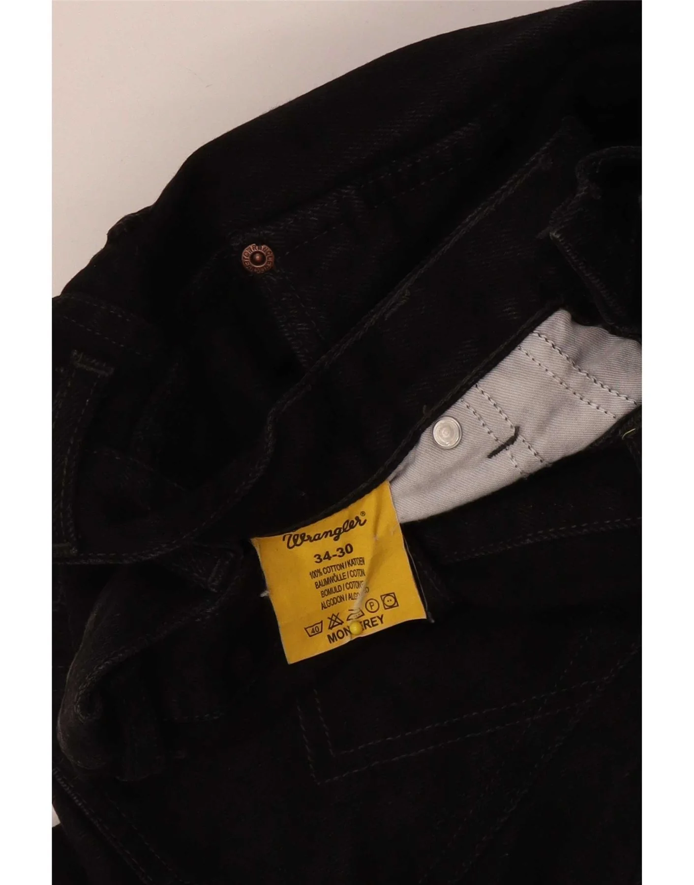 Wrangler Mens Monterey Straight Jeans W34 L30 Black Cotton - Image 3