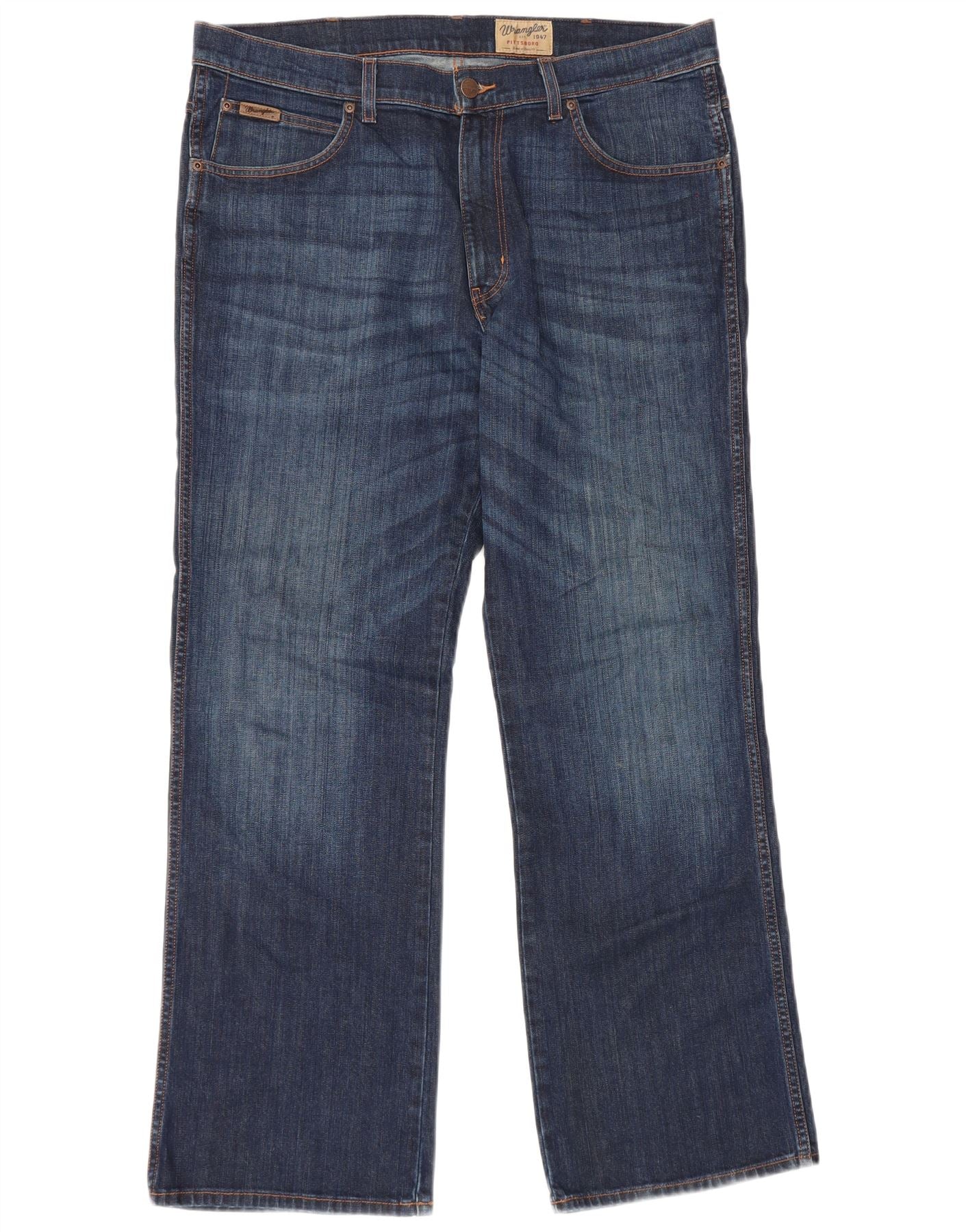 Wrangler Mens Pittsboro Straight Jeans W38 L32 Navy Blue Cotton