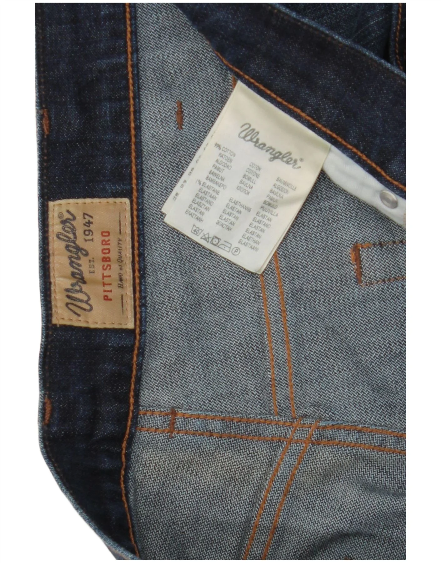 Wrangler Mens Pittsboro Straight Jeans W38 L32 Navy Blue Cotton - Image 3