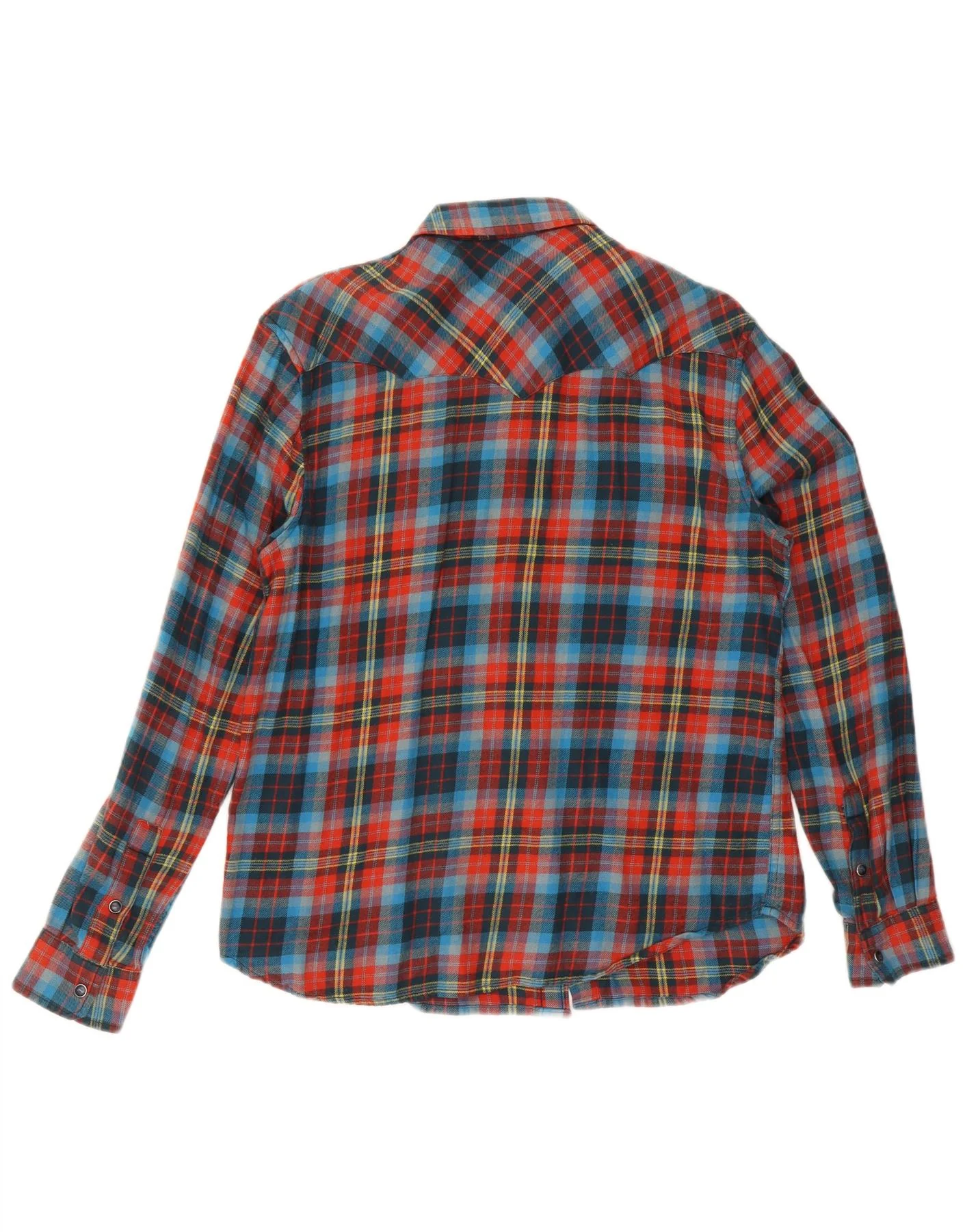 Wrangler Mens Regular Fit Flannel Shirt Medium Red Check Cotton - Image 2