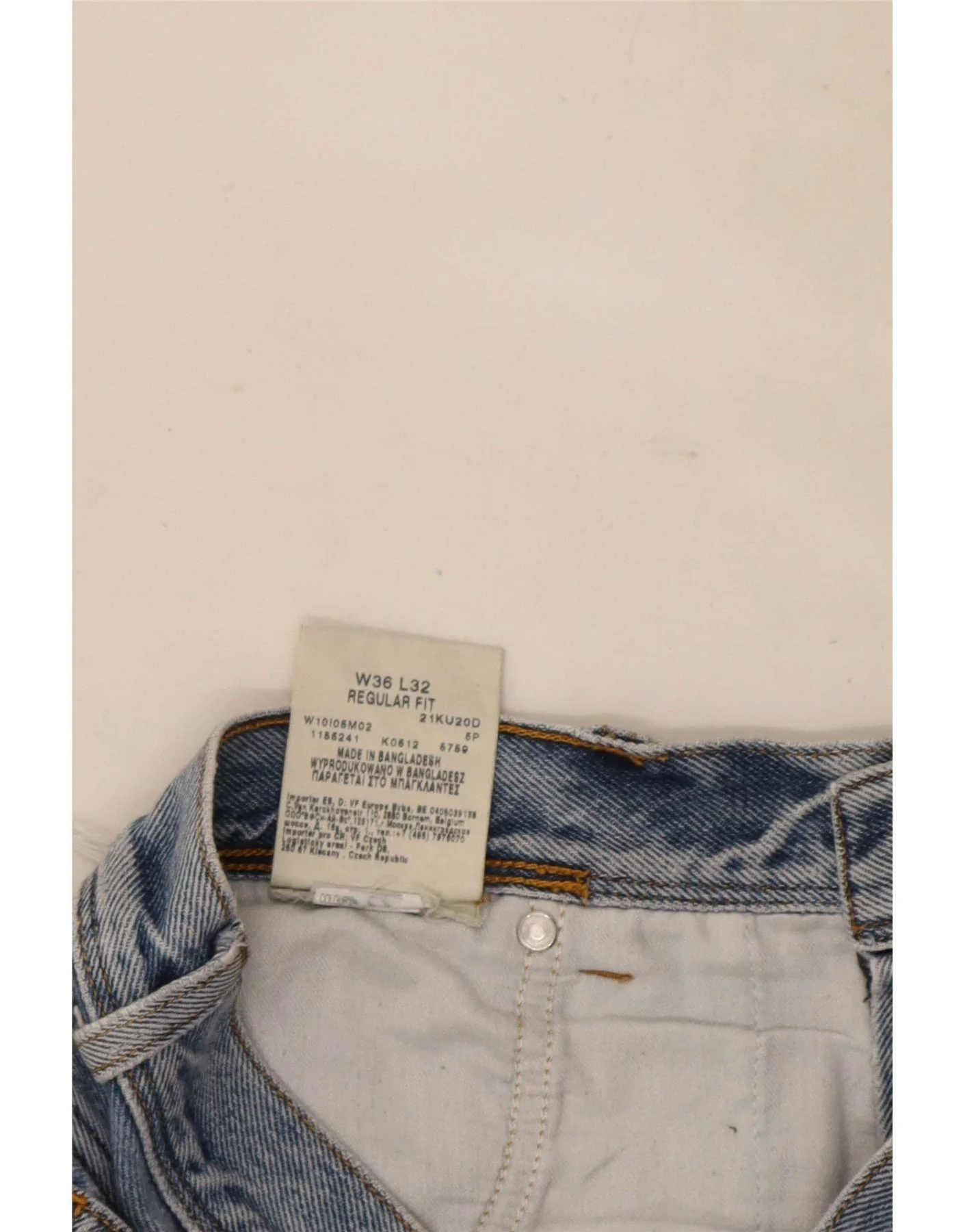 Wrangler Mens Regular Fit Straight Jeans W36 L32 Blue Cotton - Image 4