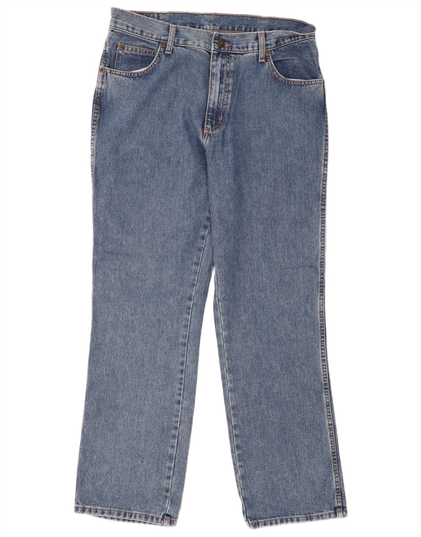 Wrangler Mens Regular Fit Straight Jeans W36 L32 Blue Cotton