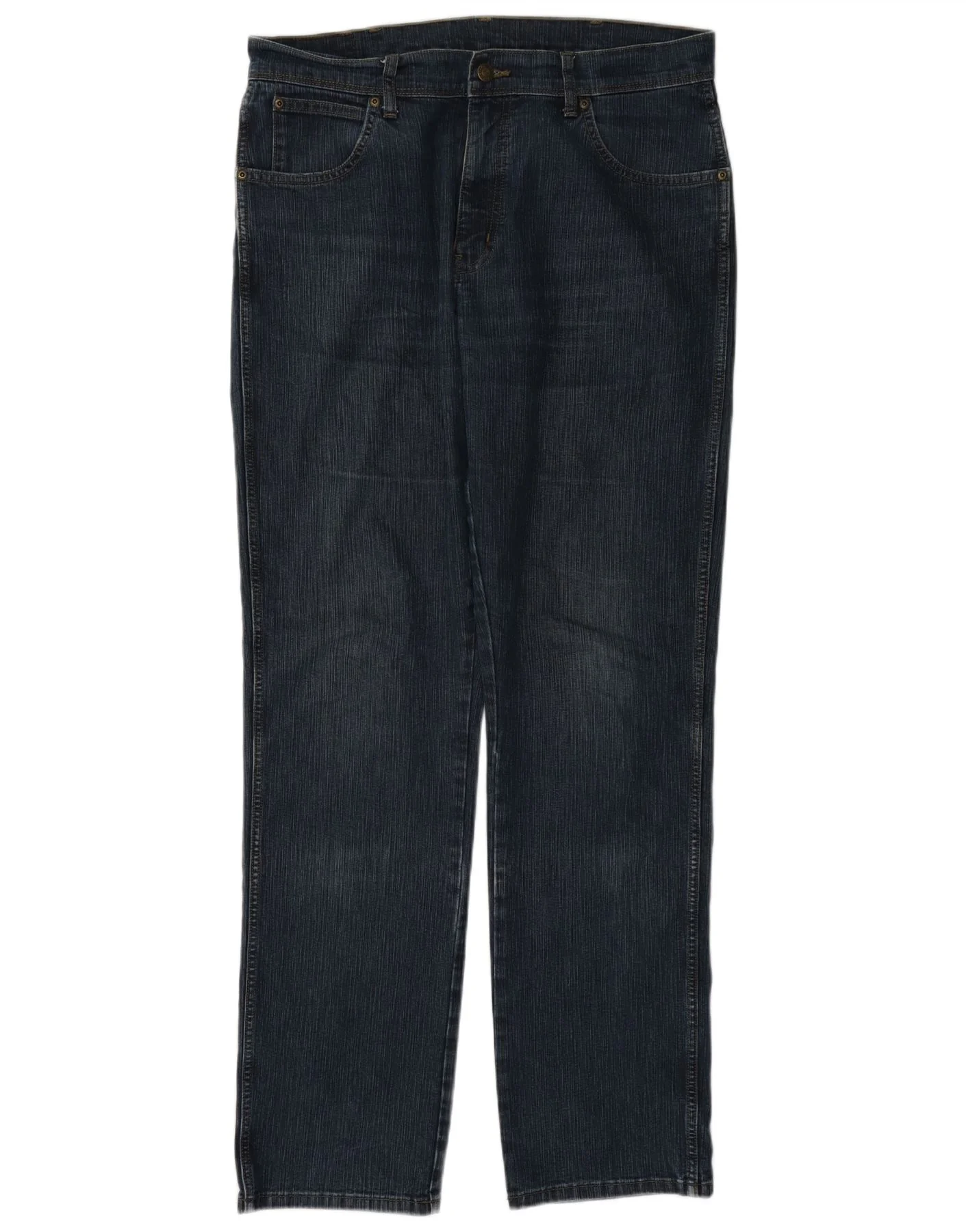 Wrangler Mens Regular Fit Straight Jeans W36 L34 Navy Blue Cotton