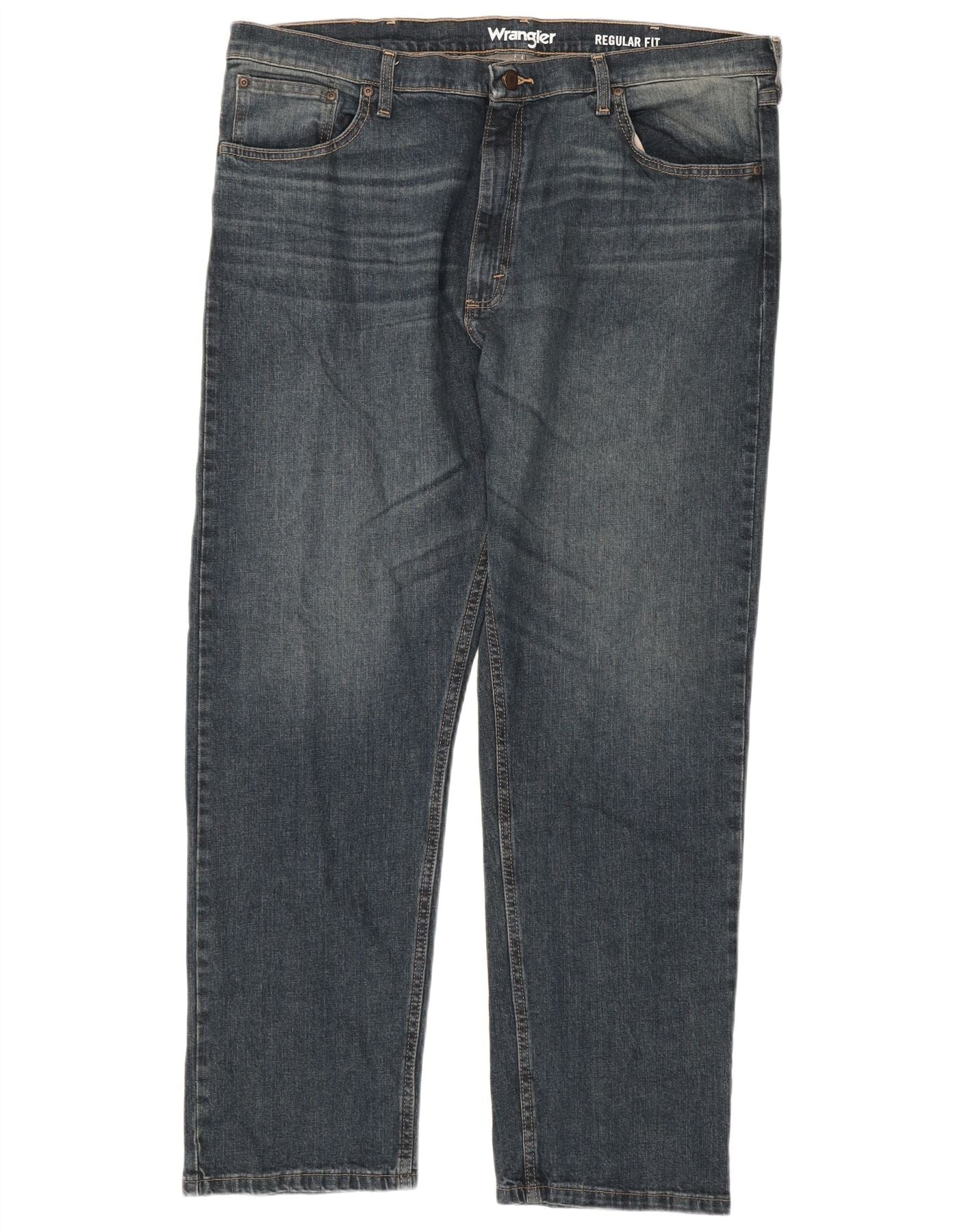Wrangler Mens Regular Fit Straight Jeans W40 L30 Blue Cotton