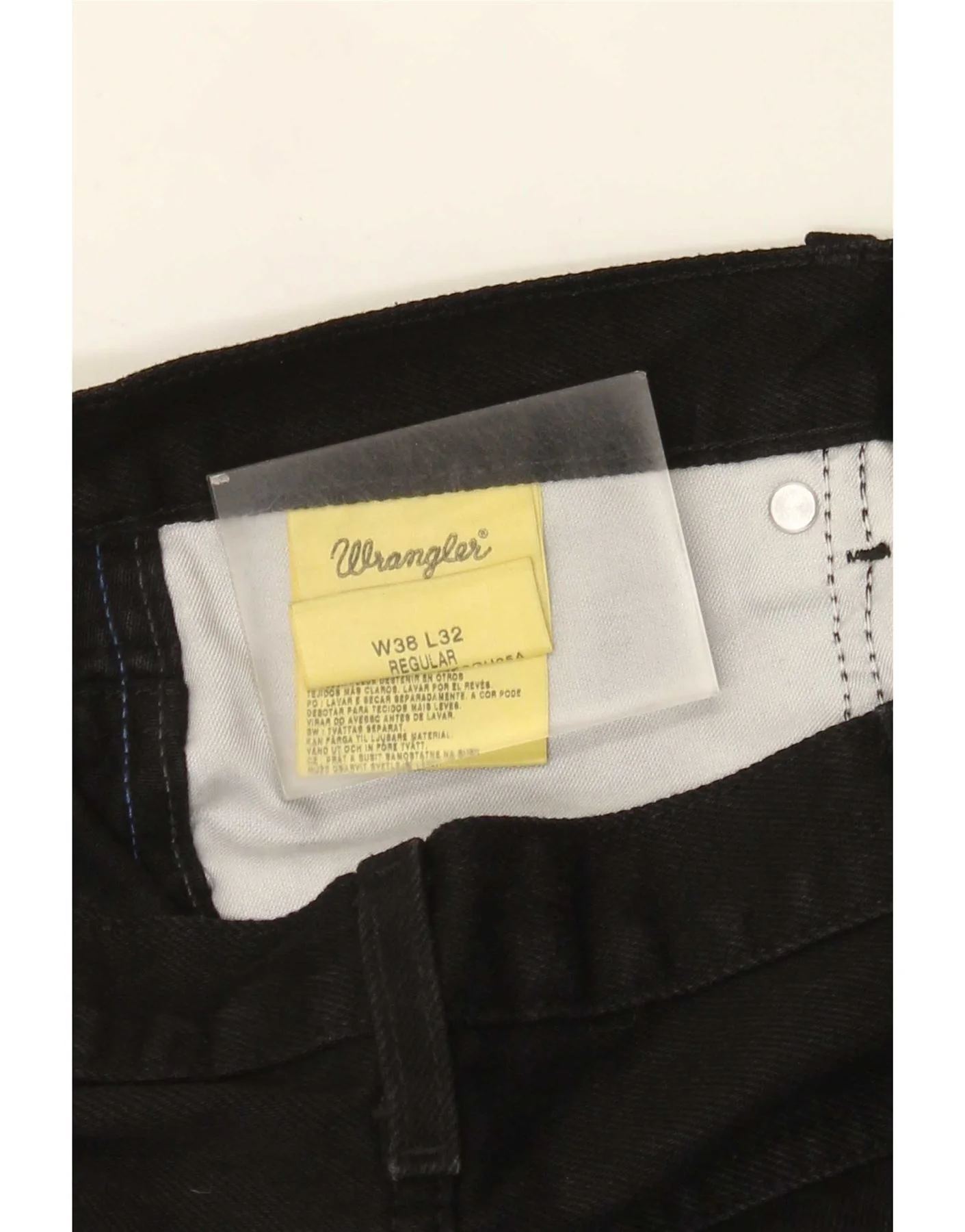 Wrangler Mens Regular Straight Jeans W38 L32 Black Cotton - Image 5