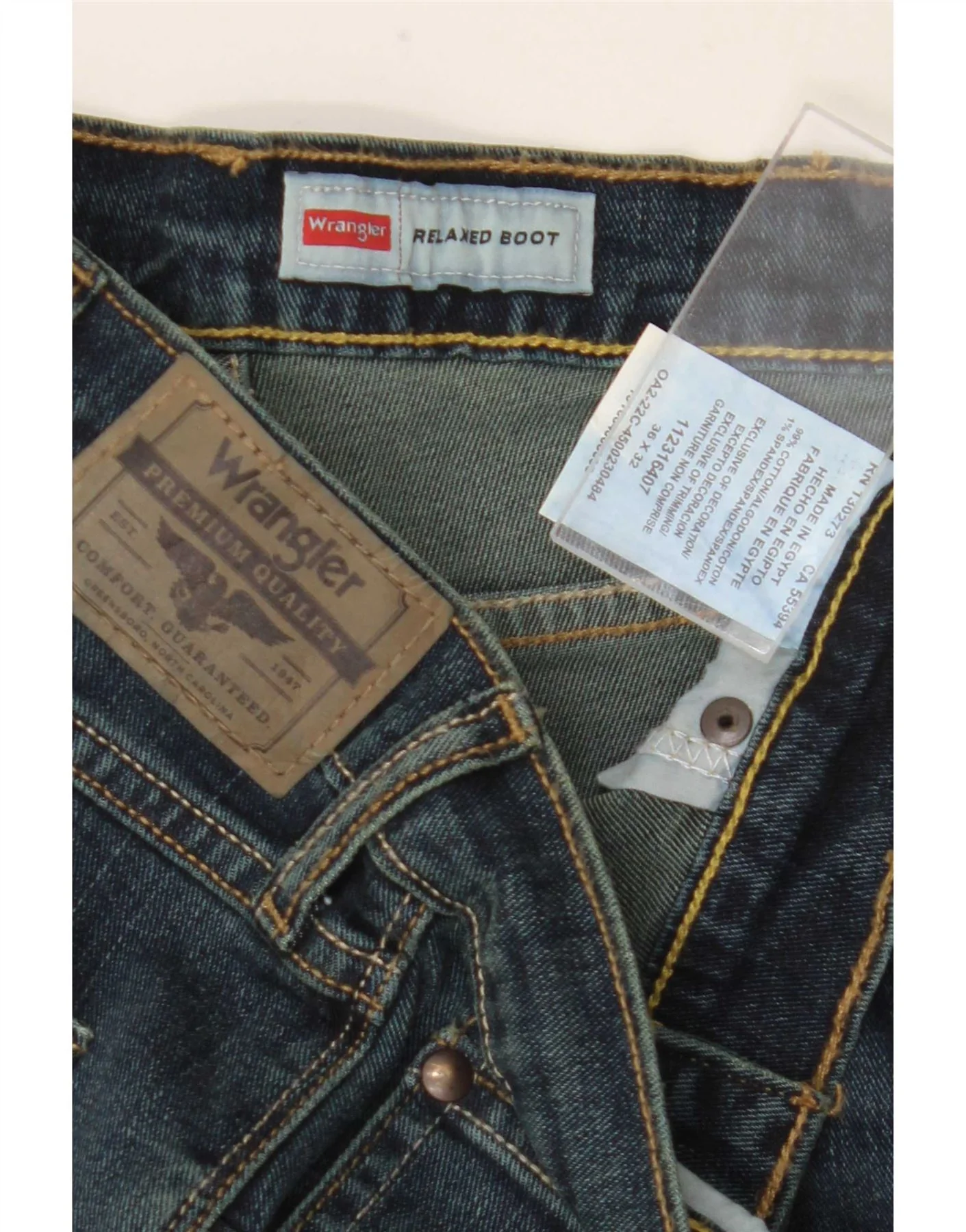 Wrangler Mens Relaxed Fit Bootcut Jeans W36 L32 Navy Blue Cotton - Image 3