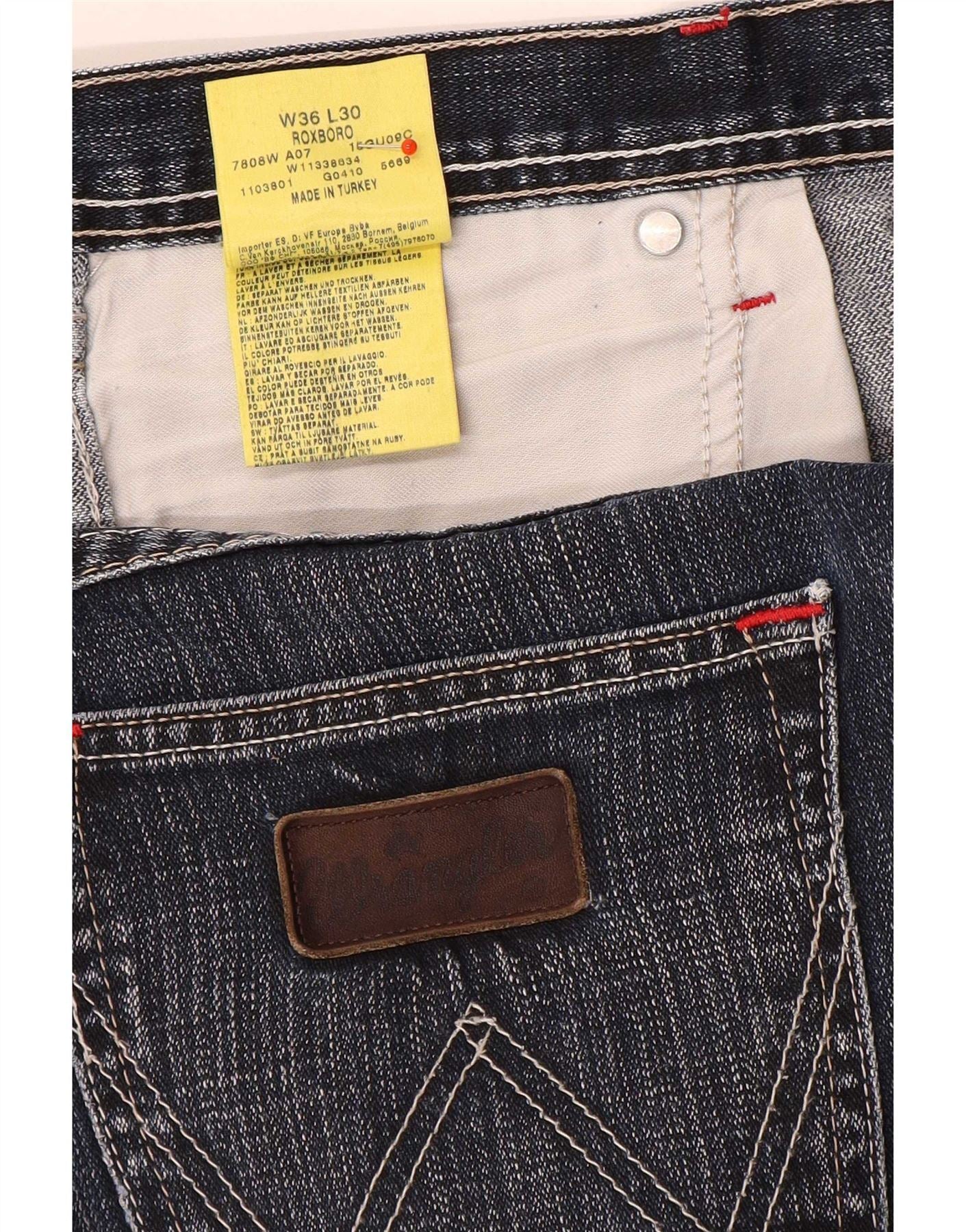 Wrangler Mens Roxboro Straight Jeans W36 L30 Blue Cotton - Image 3