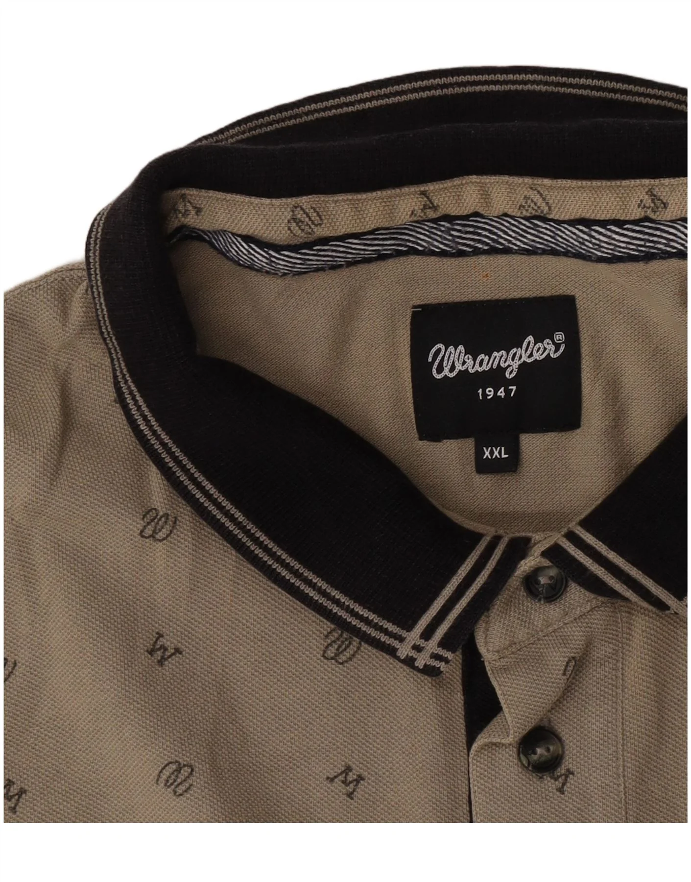 Wrangler Mens Rugby Polo Shirt XL Khaki Cotton - Image 3