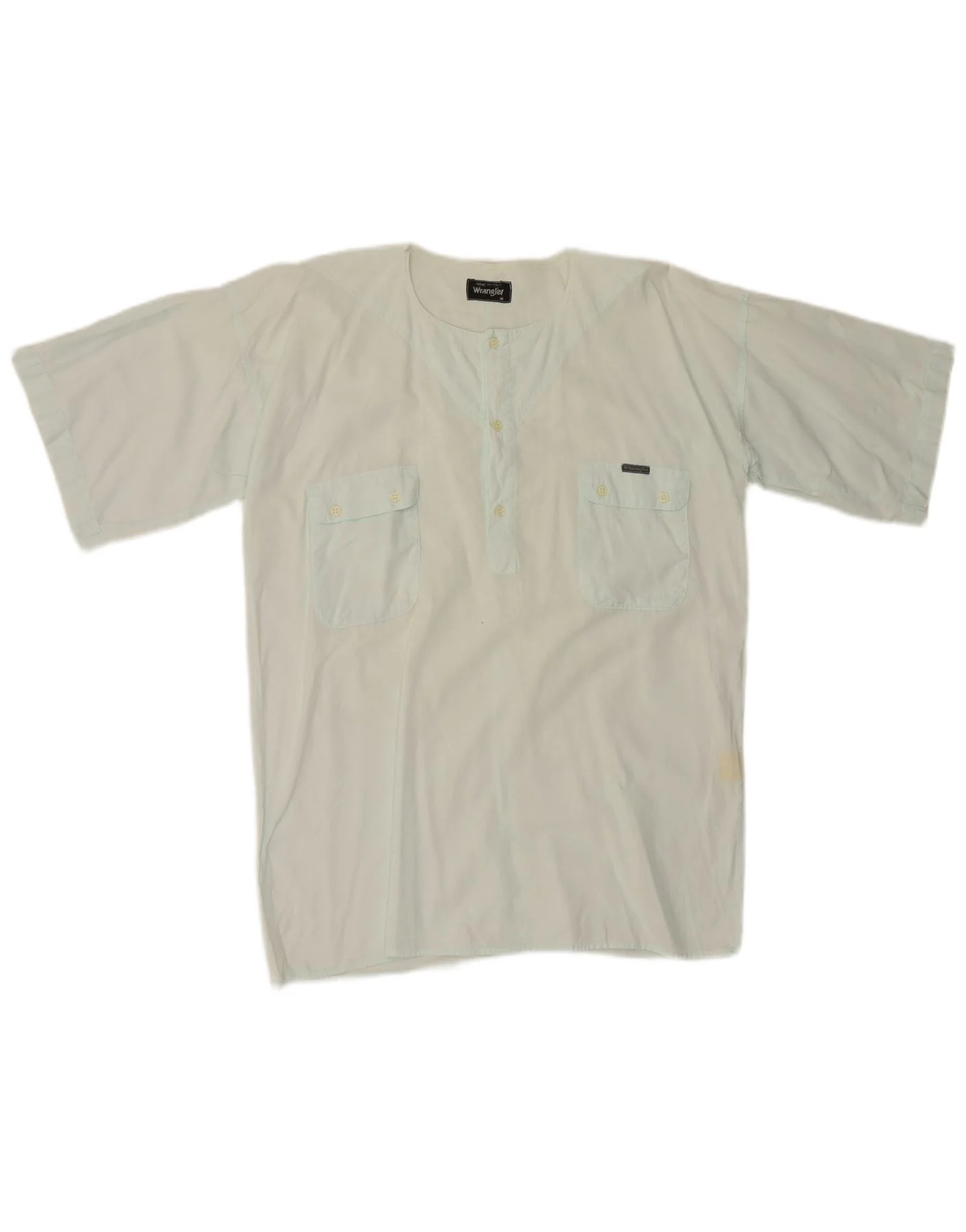 Wrangler Mens Short Sleeve Pullover Shirt Medium Turquoise Cotton