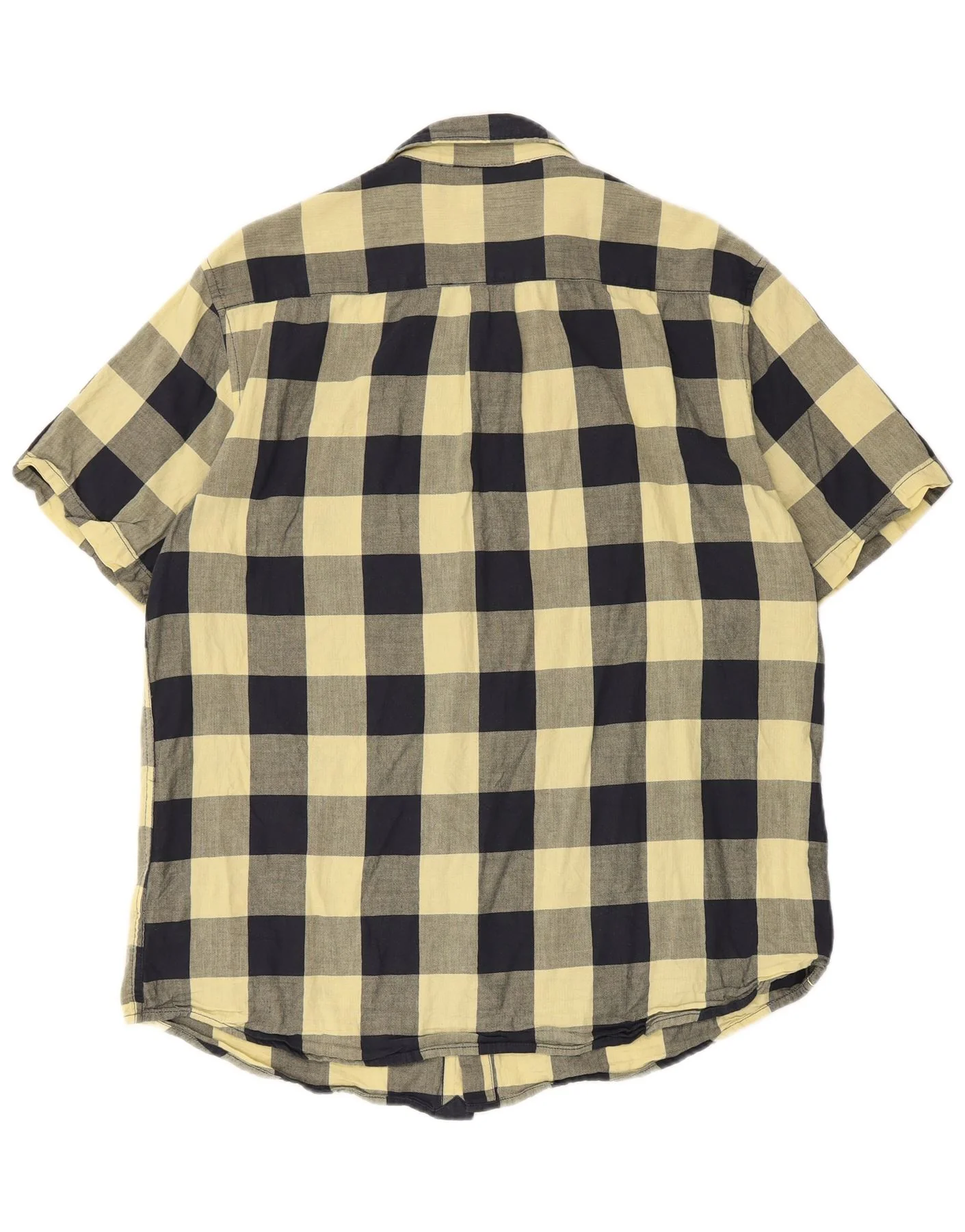 Wrangler Mens Short Sleeve Regular Fit Shirt Large Yellow Gingham Cotton - Image 2