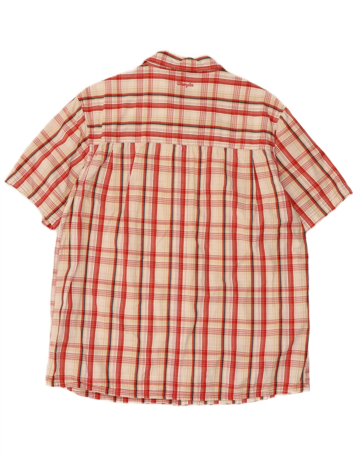 Wrangler Mens Short Sleeve Shirt Medium Red Check Cotton - Image 2