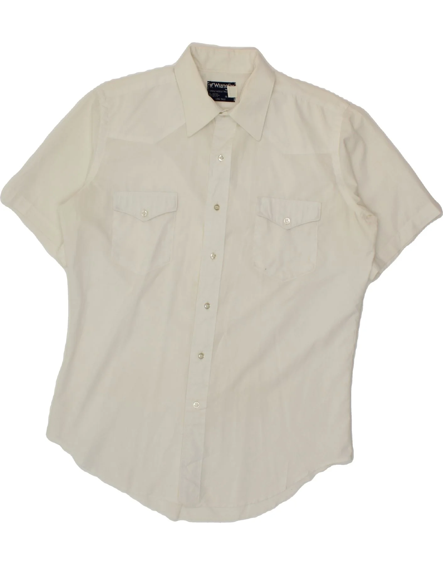 WRANGLER Mens Short Sleeve Shirt Size 16 Large White Cotton