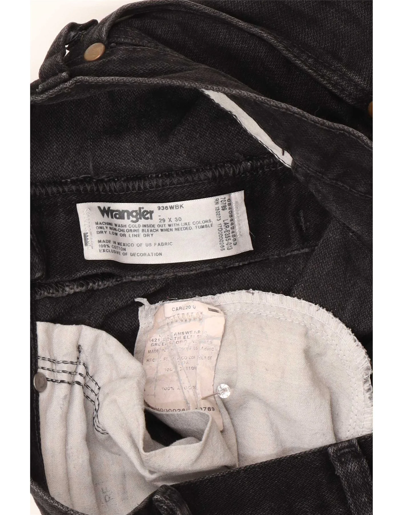 Wrangler Mens Straight Jeans W29 L30 Black Cotton - Image 5