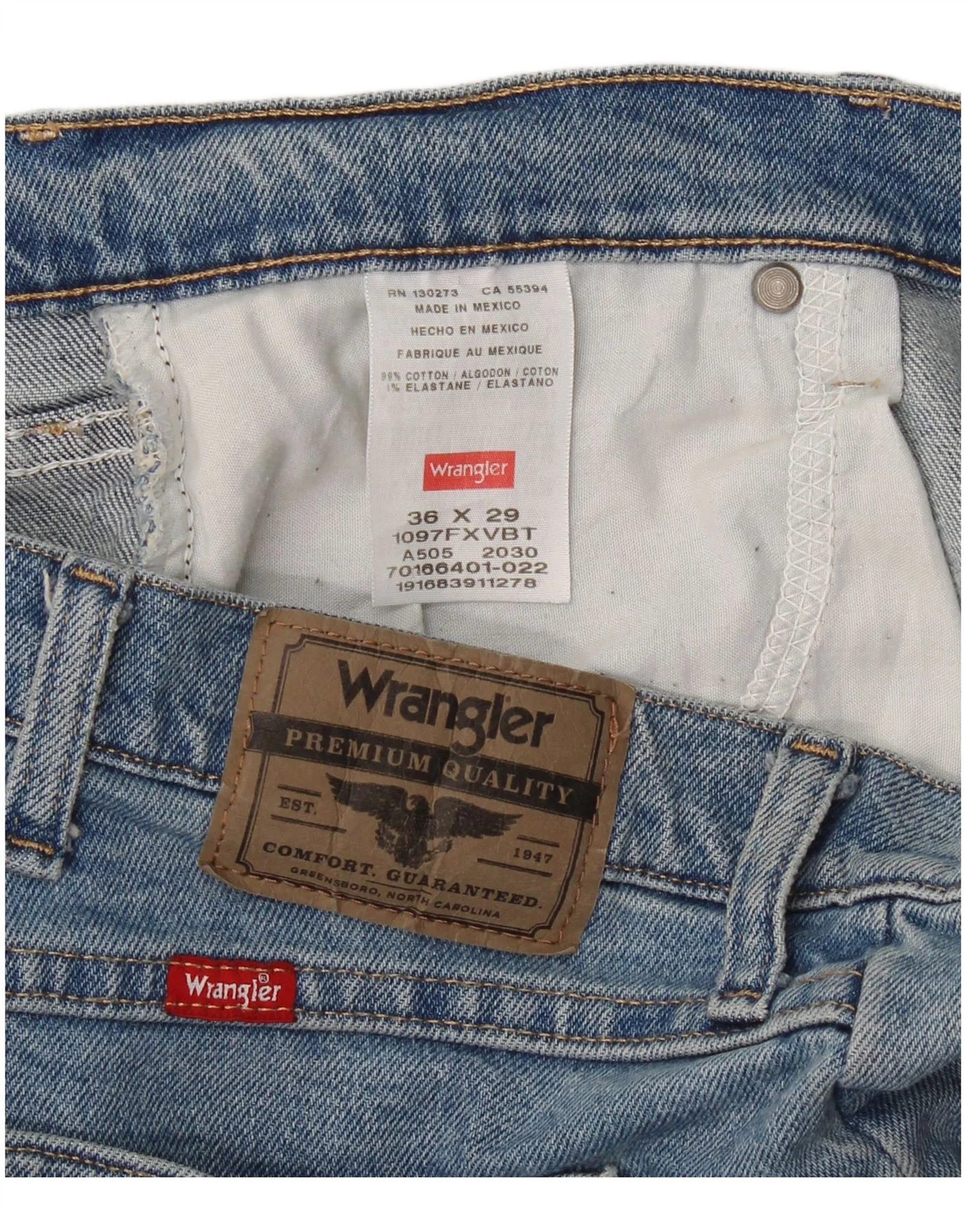 Wrangler Mens Straight Jeans W36 L29 Blue Cotton - Image 3