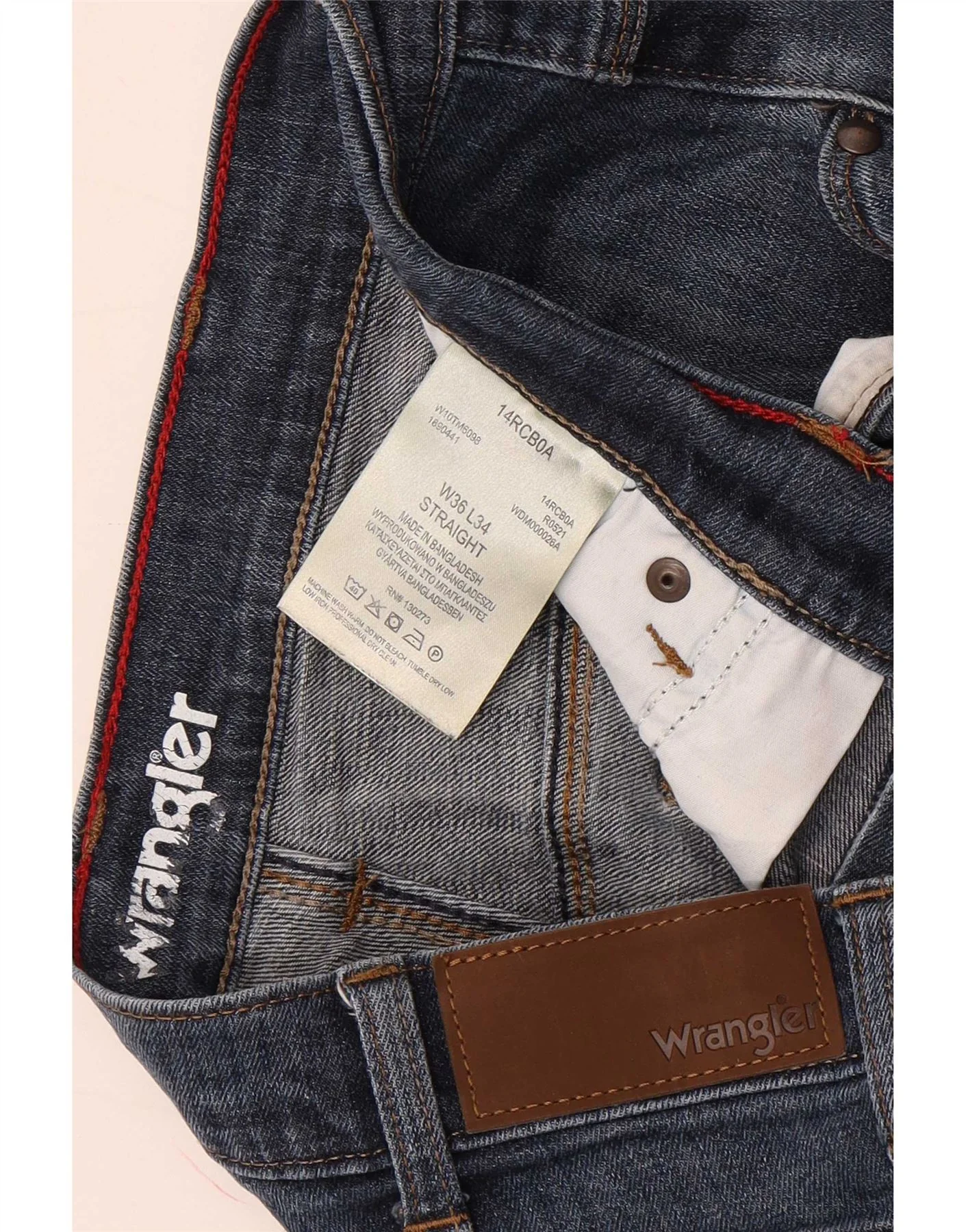 Wrangler Mens Straight Jeans W36 L34 Blue Cotton - Image 5