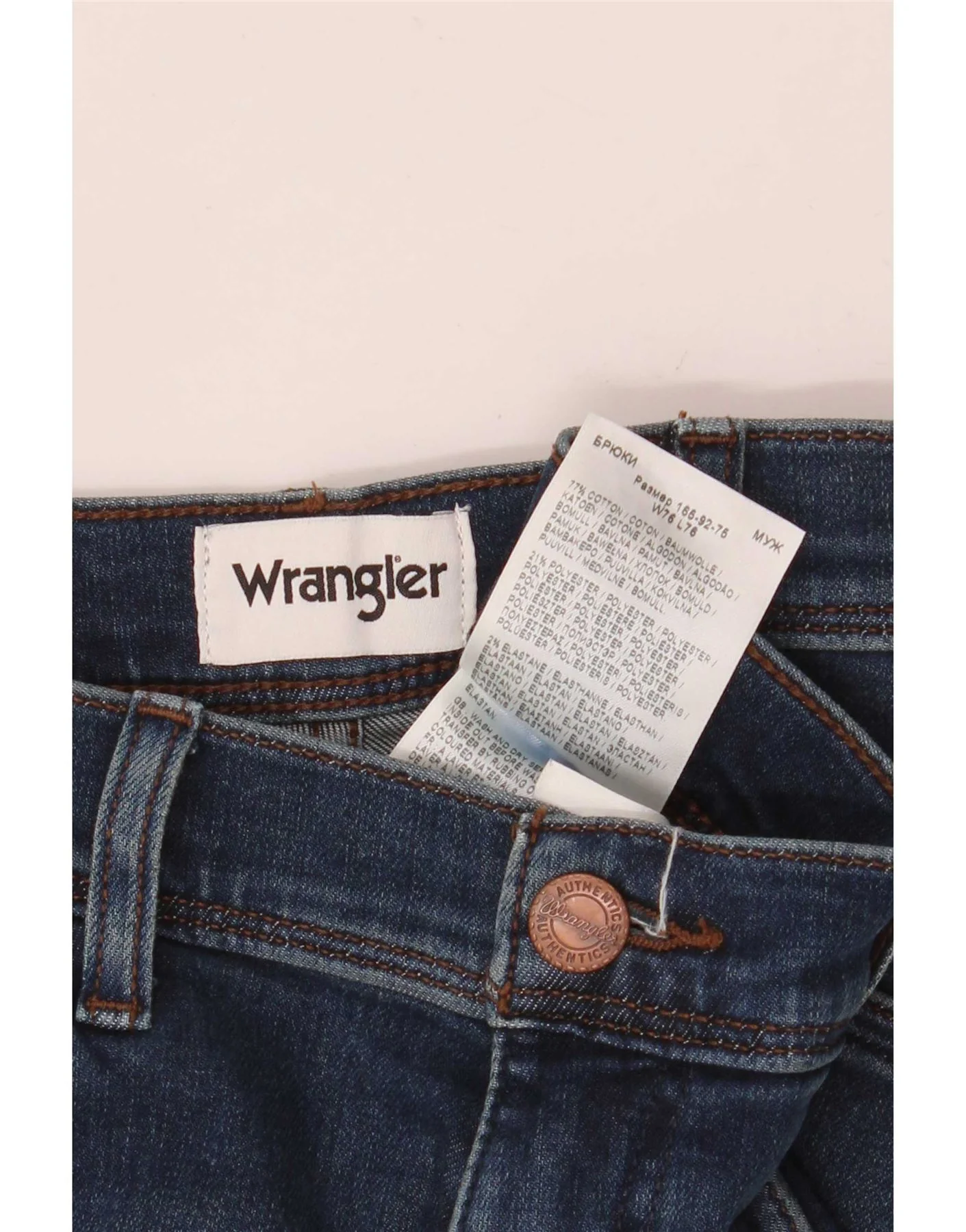 Wrangler Mens Texas Slim Jeans W30 L30 Navy Blue Cotton - Image 3