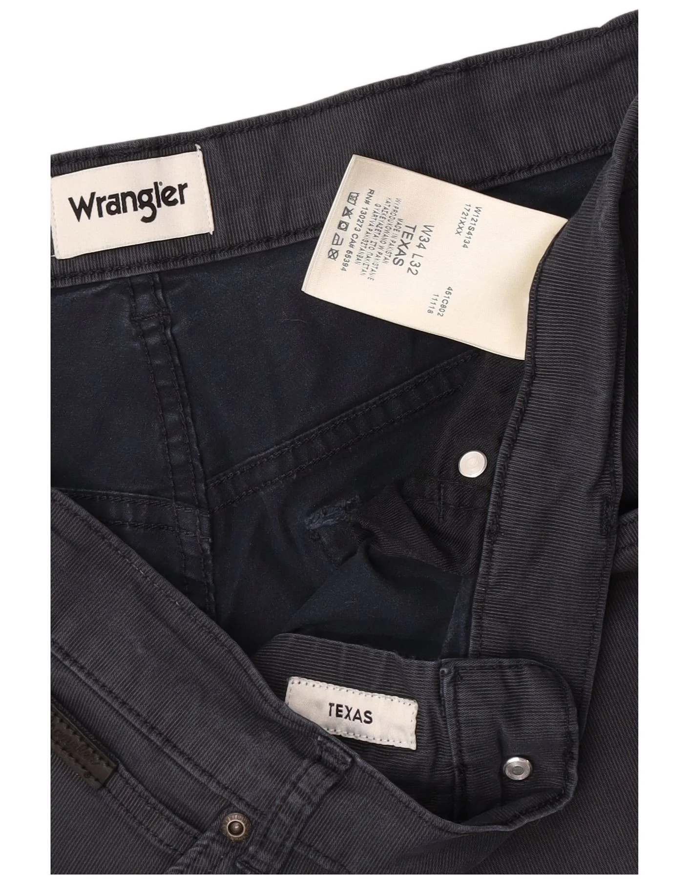 Wrangler Mens Texas Straight Casual Trousers W34 L32 Navy Blue Cotton - Image 4