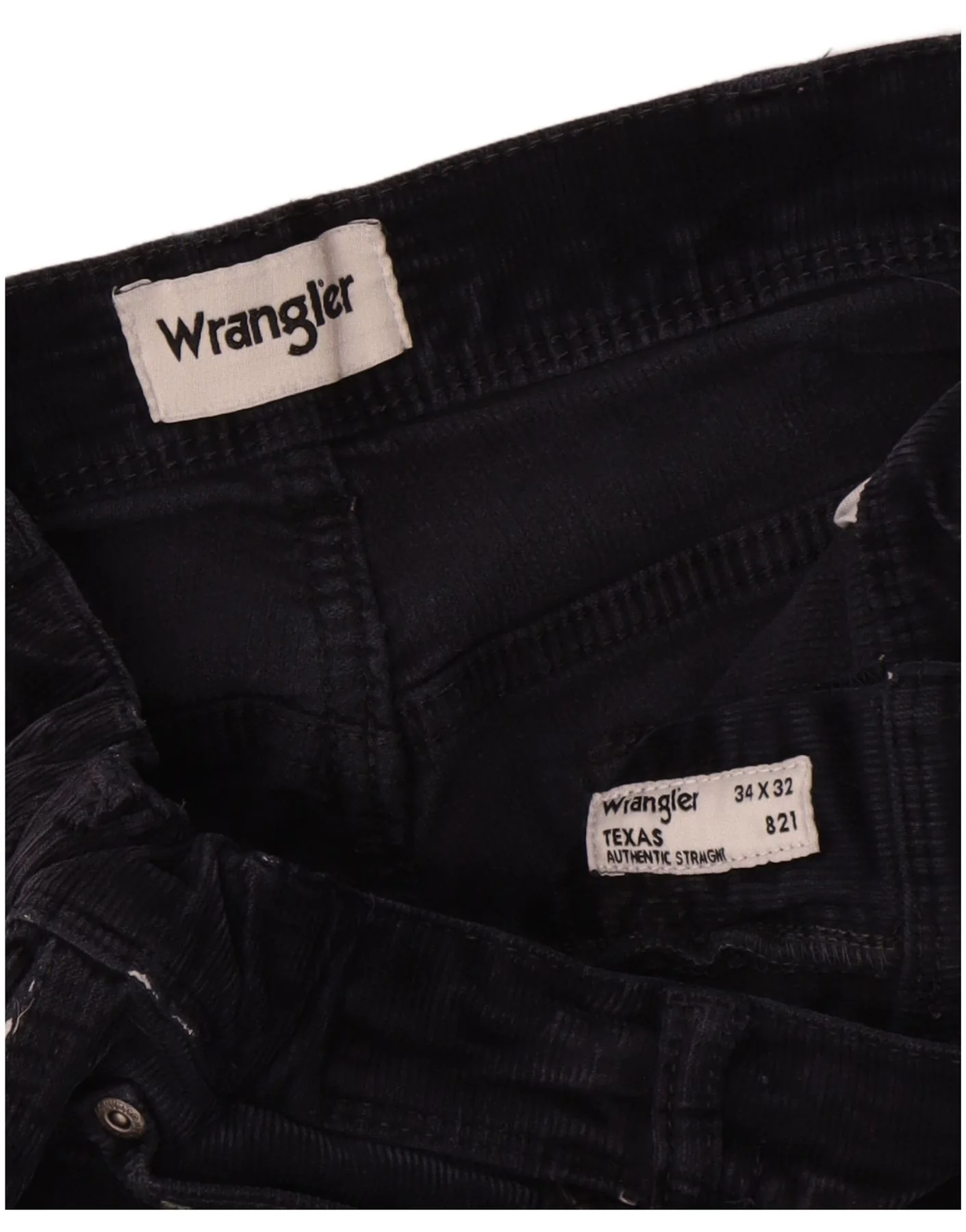 Wrangler Mens Texas Straight Corduroy Trousers W34 L28 Navy Blue Cotton - Image 3