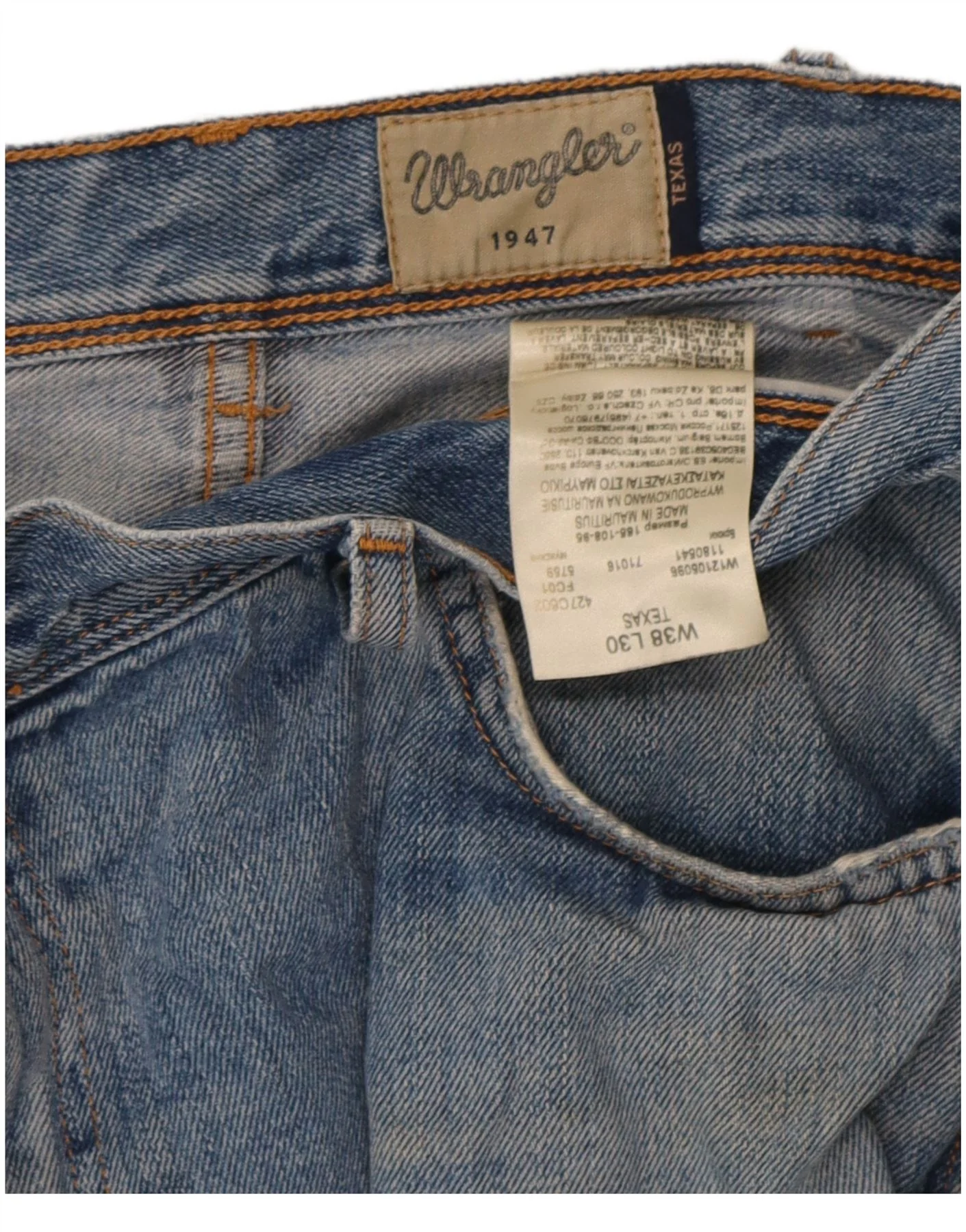 Wrangler Mens Texas Straight Jeans W38 L30 Blue Cotton - Image 7