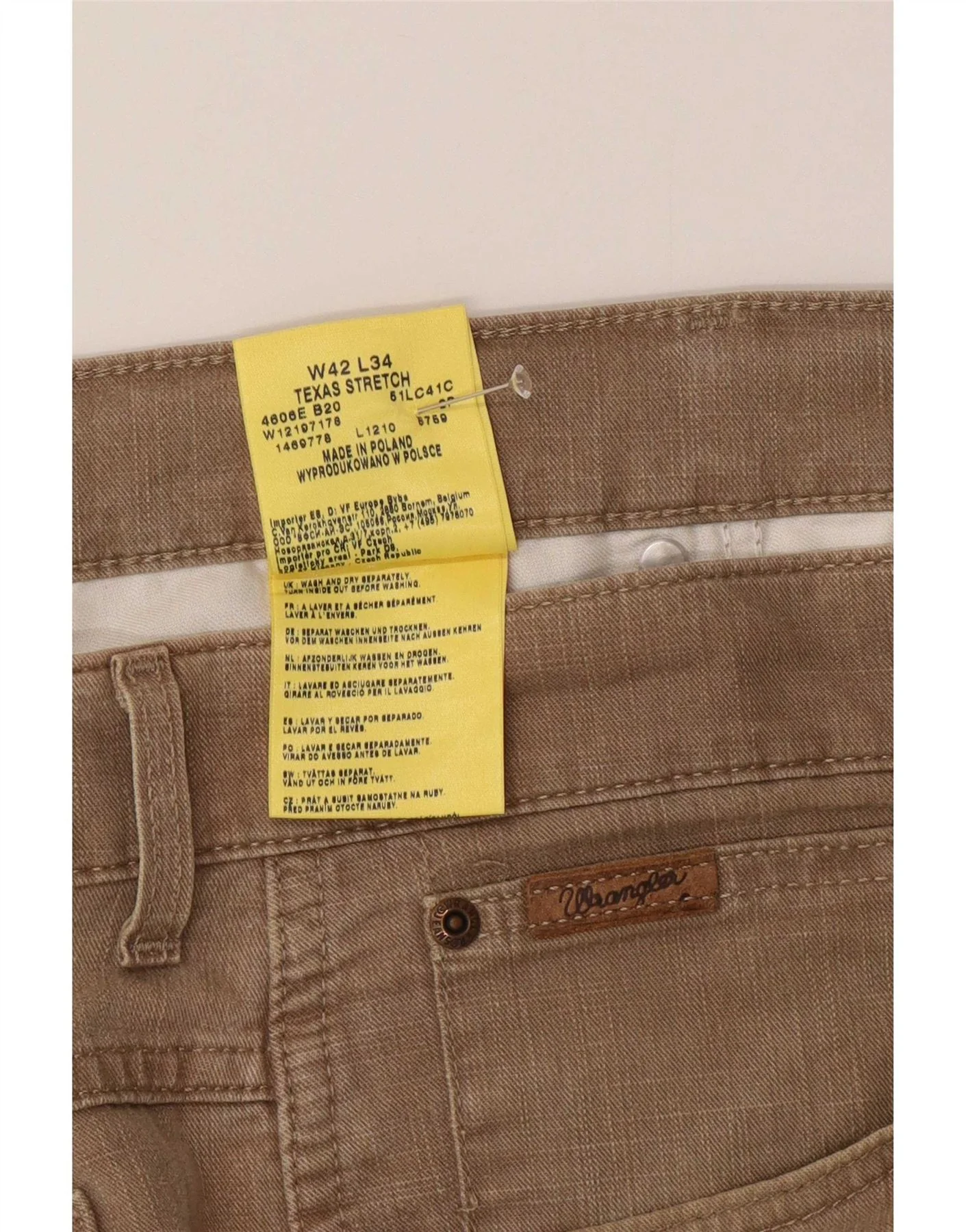 Wrangler Mens Texas Stretch Straight Casual Trousers W42 L28 Brown Cotton - Image 4