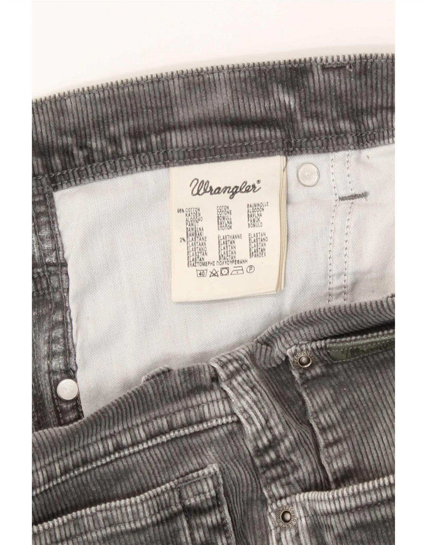 Wrangler Mens Texas Stretch Straight Corduroy Trousers W32 L30 Grey Cotton - Image 3