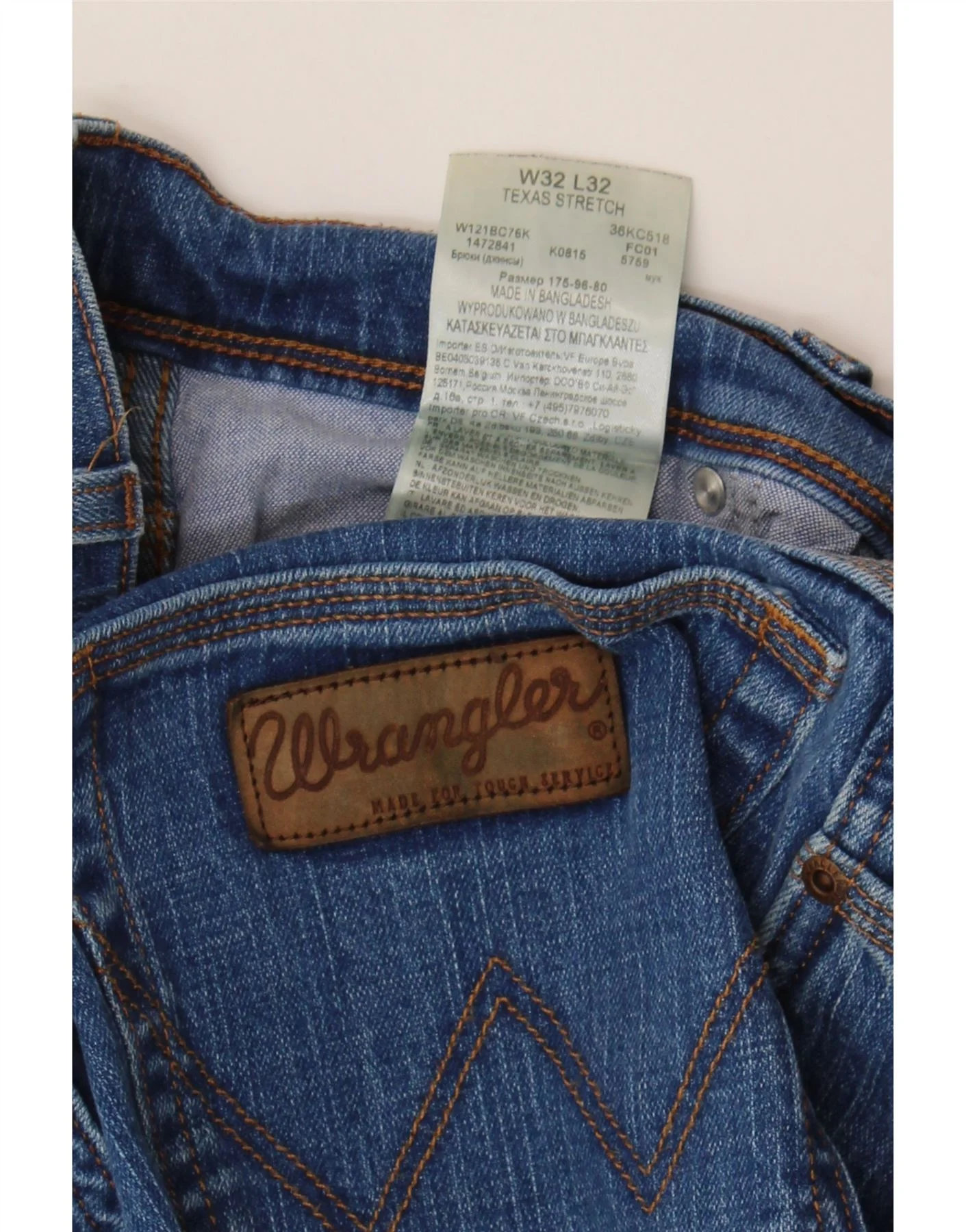 Wrangler Mens Texas Stretch Straight Jeans W32 L32 Blue Cotton - Image 3