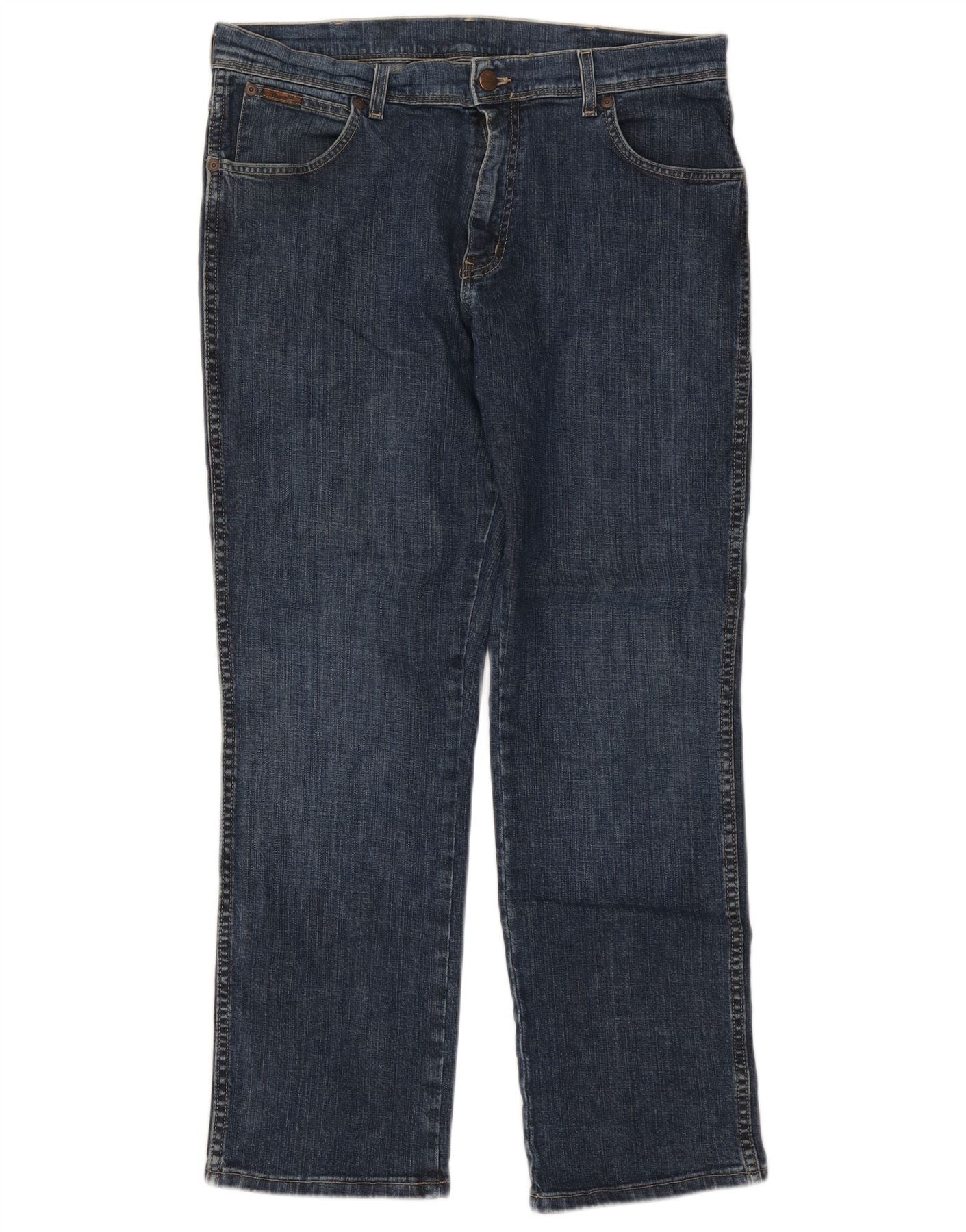 Wrangler Mens Texas Stretch Straight Jeans W36 L30 Blue Cotton