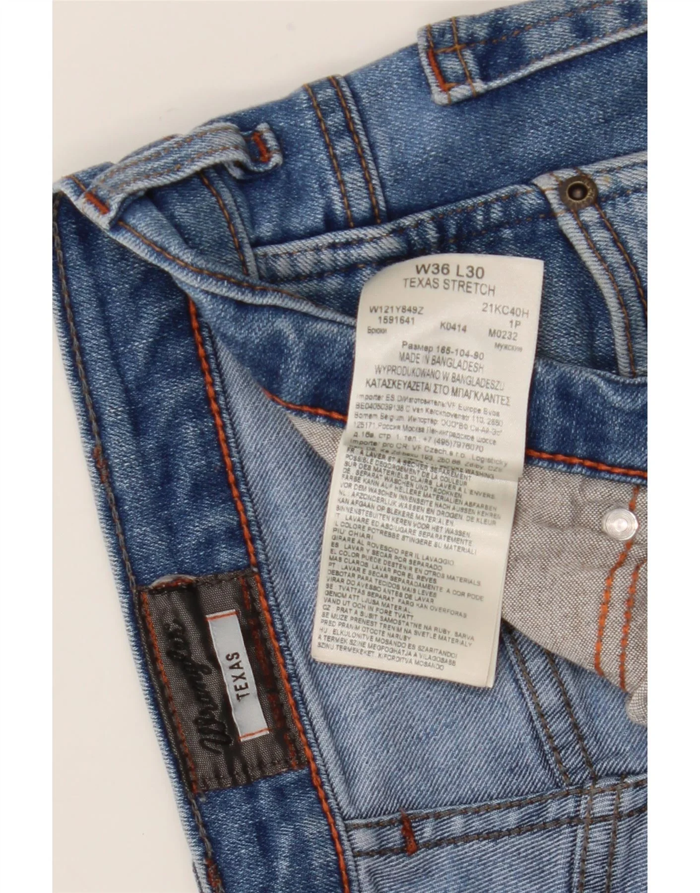 Wrangler Mens Texas Stretch Straight Jeans W36 L30 Blue Cotton - Image 8
