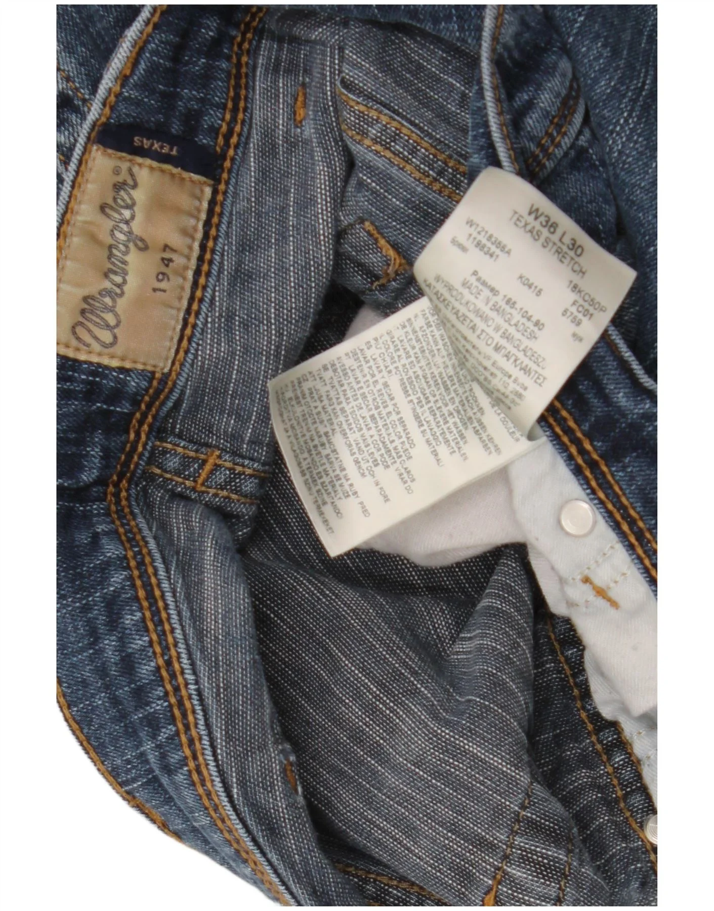 Wrangler Mens Texas Stretch Straight Jeans W36 L30 Blue Cotton - Image 5