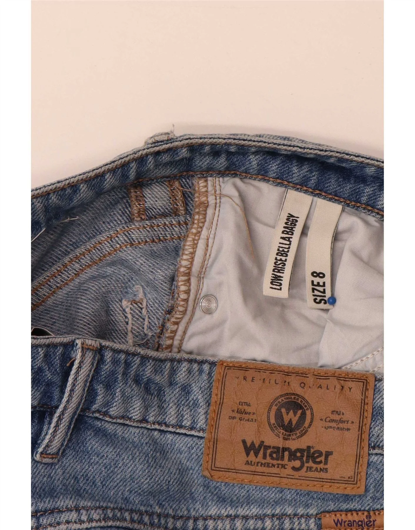 Wrangler Womens Bella Baggy Low Waist Loose Jeans US 8 Medium W30 L30 Blue - Image 3