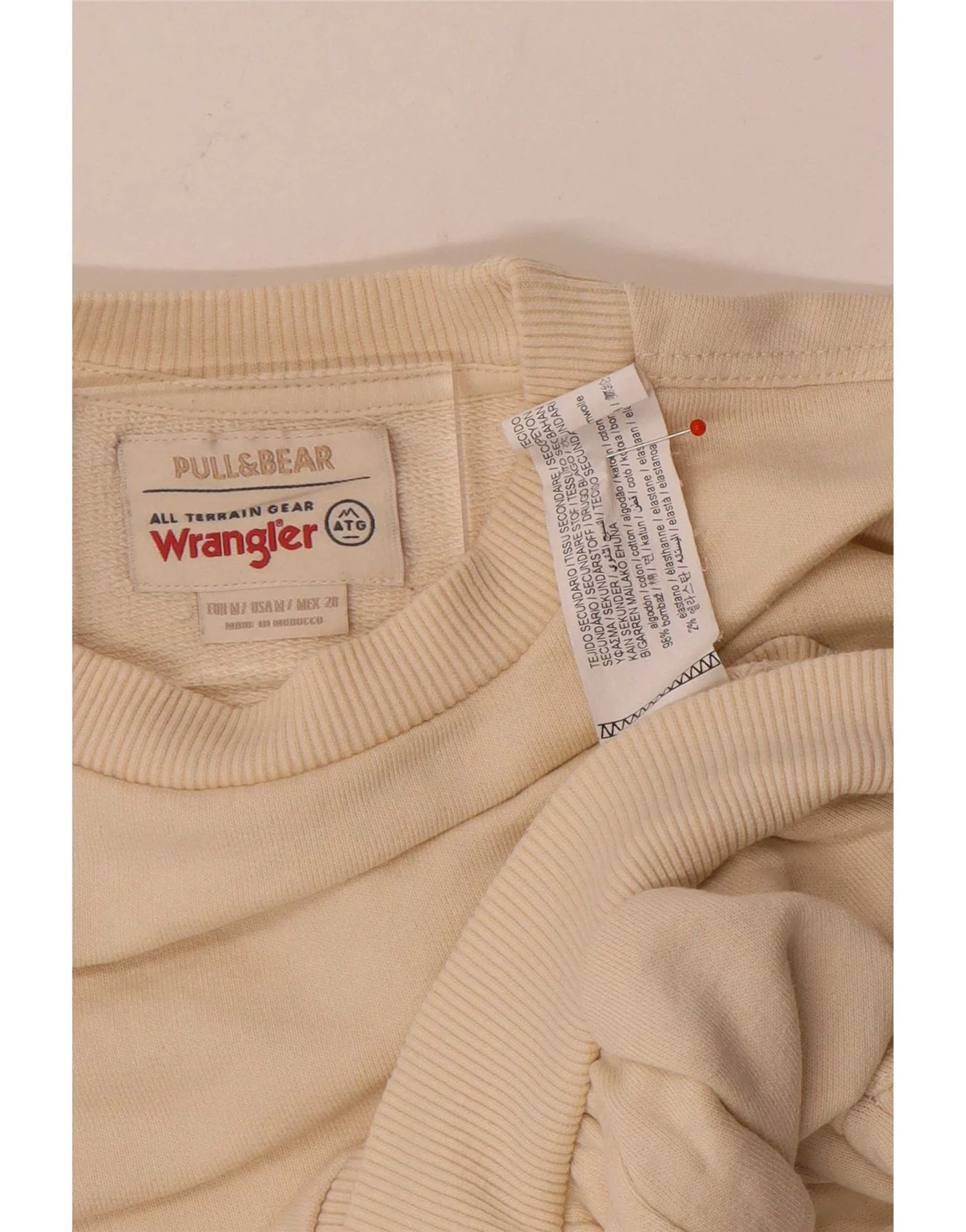 Wrangler Womens Crop Sweatshirt Jumper UK 14 Medium Beige Cotton - Image 3