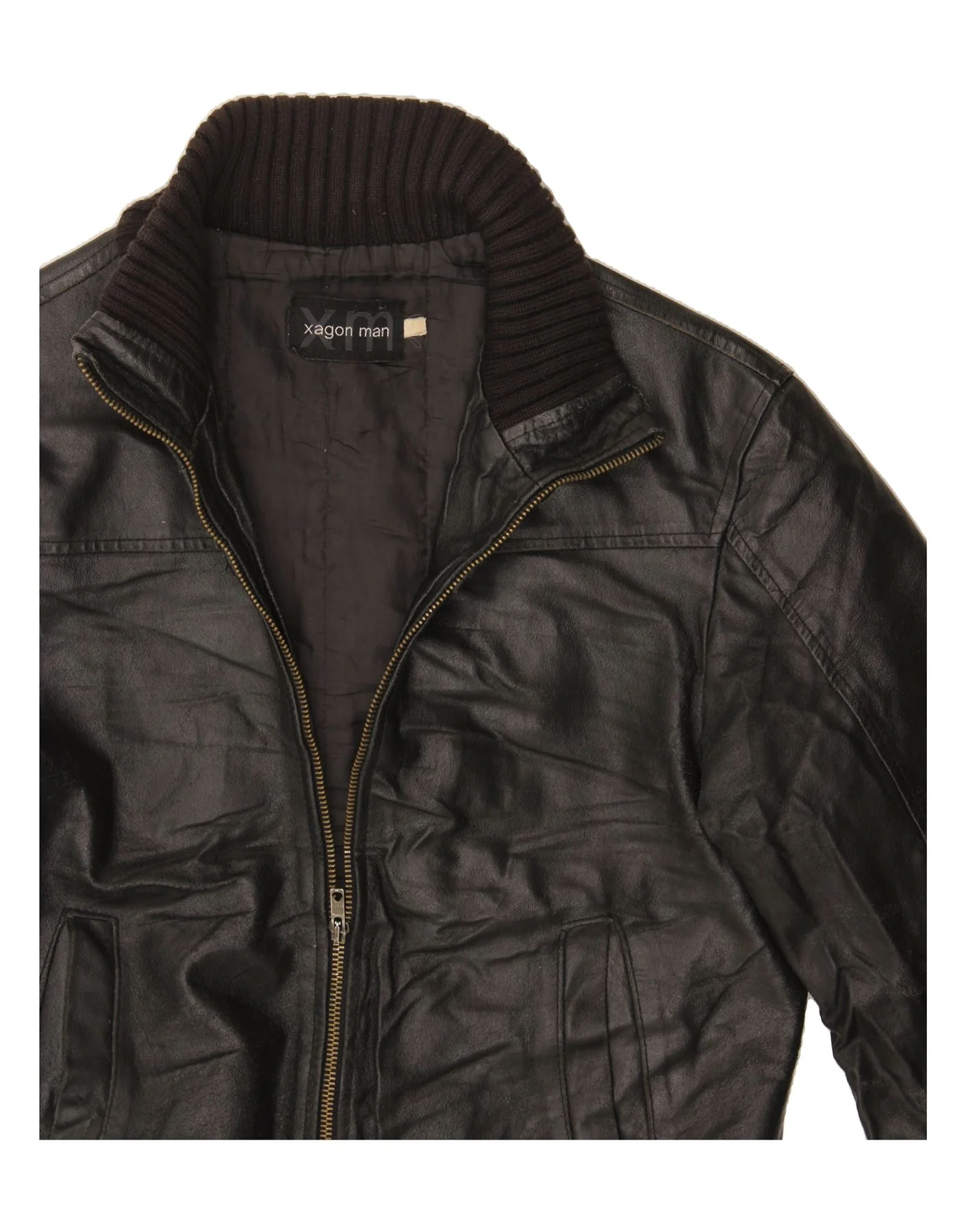 XAGON Mens Leather Jacket UK 34 XS Black Leather - Image 3