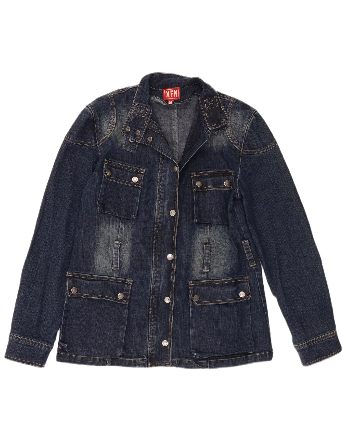 XFN Jeans Womens Denim Jacket UK 18 XL Navy Blue Cotton