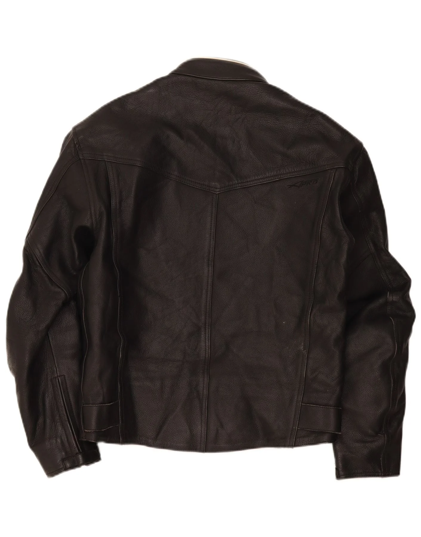 XPro Mens Leather Biker Jacket UK 38 Medium Black Striped - Image 2