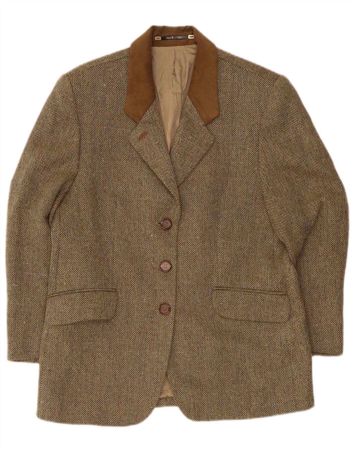 Your Sixth Sense Womens Blazer Jacket UK 14 Large Khaki Colourblock