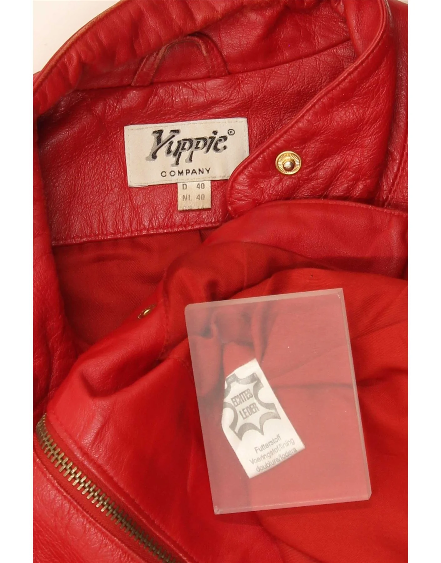 Yuppie Womens Crop Leather Jacket EU 40 Medium Red - Image 4