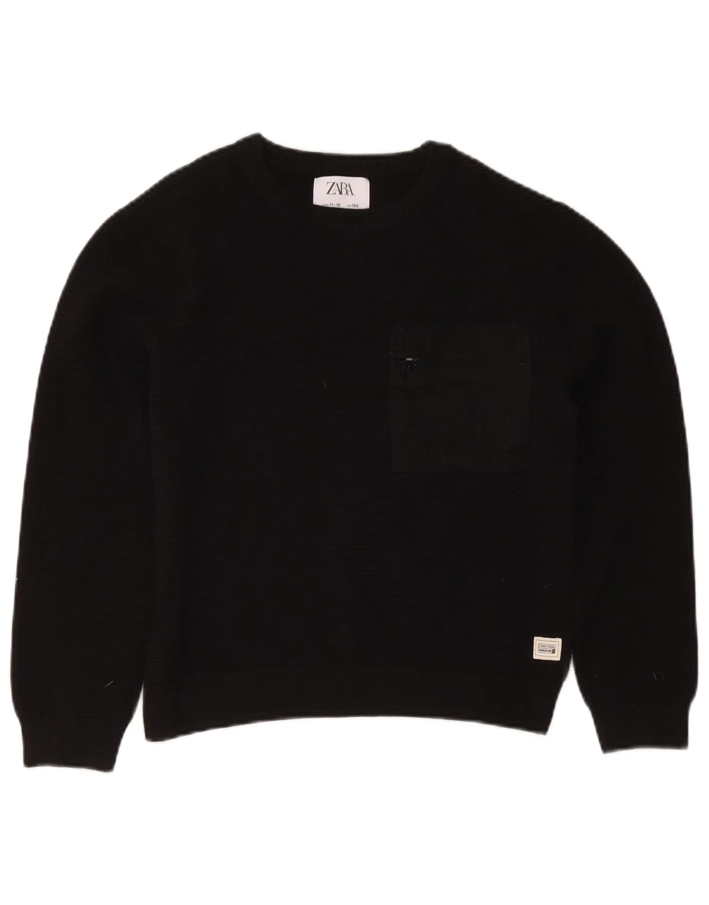 Zara Boys Boat Neck Jumper Sweater 11-12 Years Black Cotton