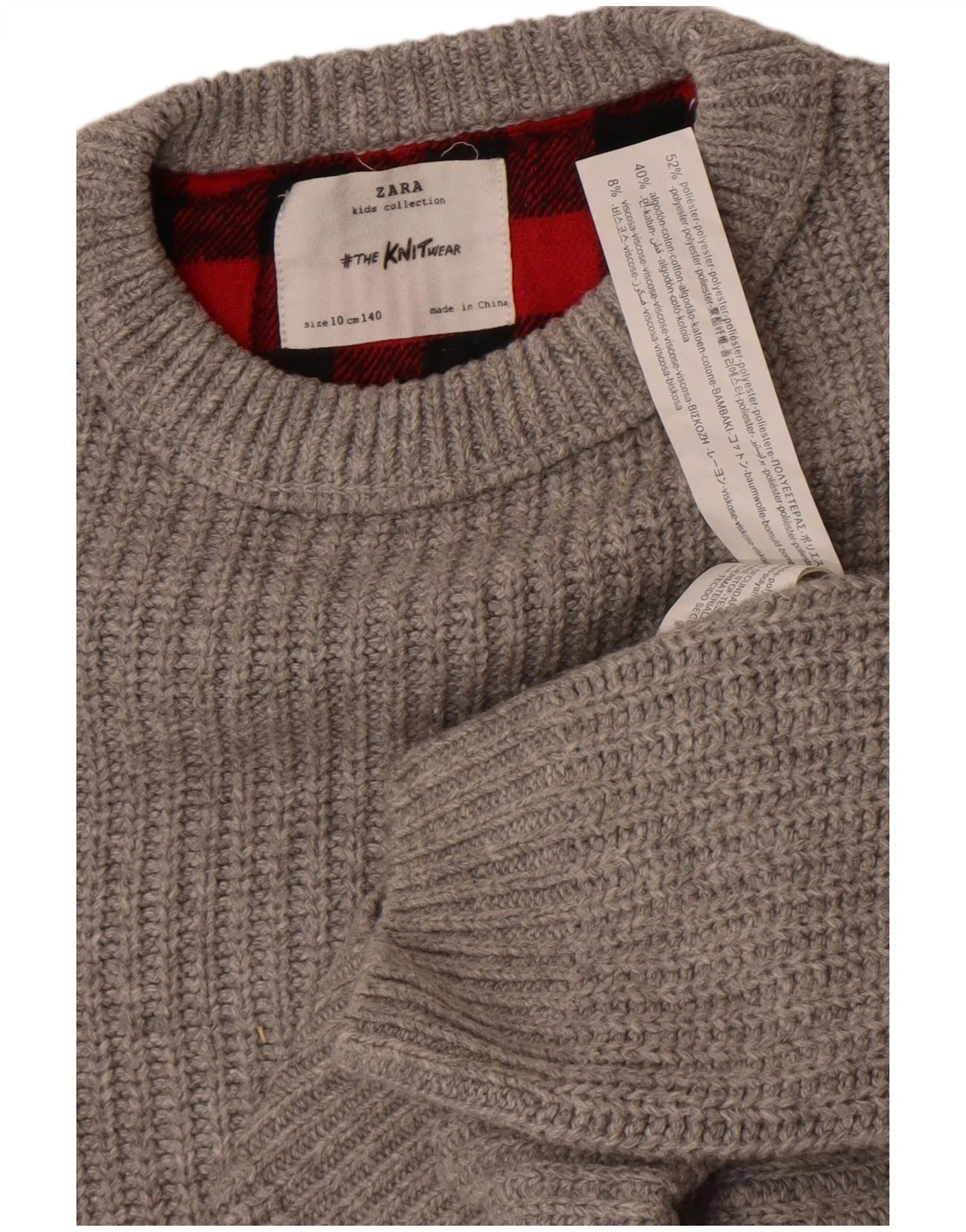 Zara Boys Boat Neck Jumper Sweater 9-10 Years Grey Polyester - Image 3
