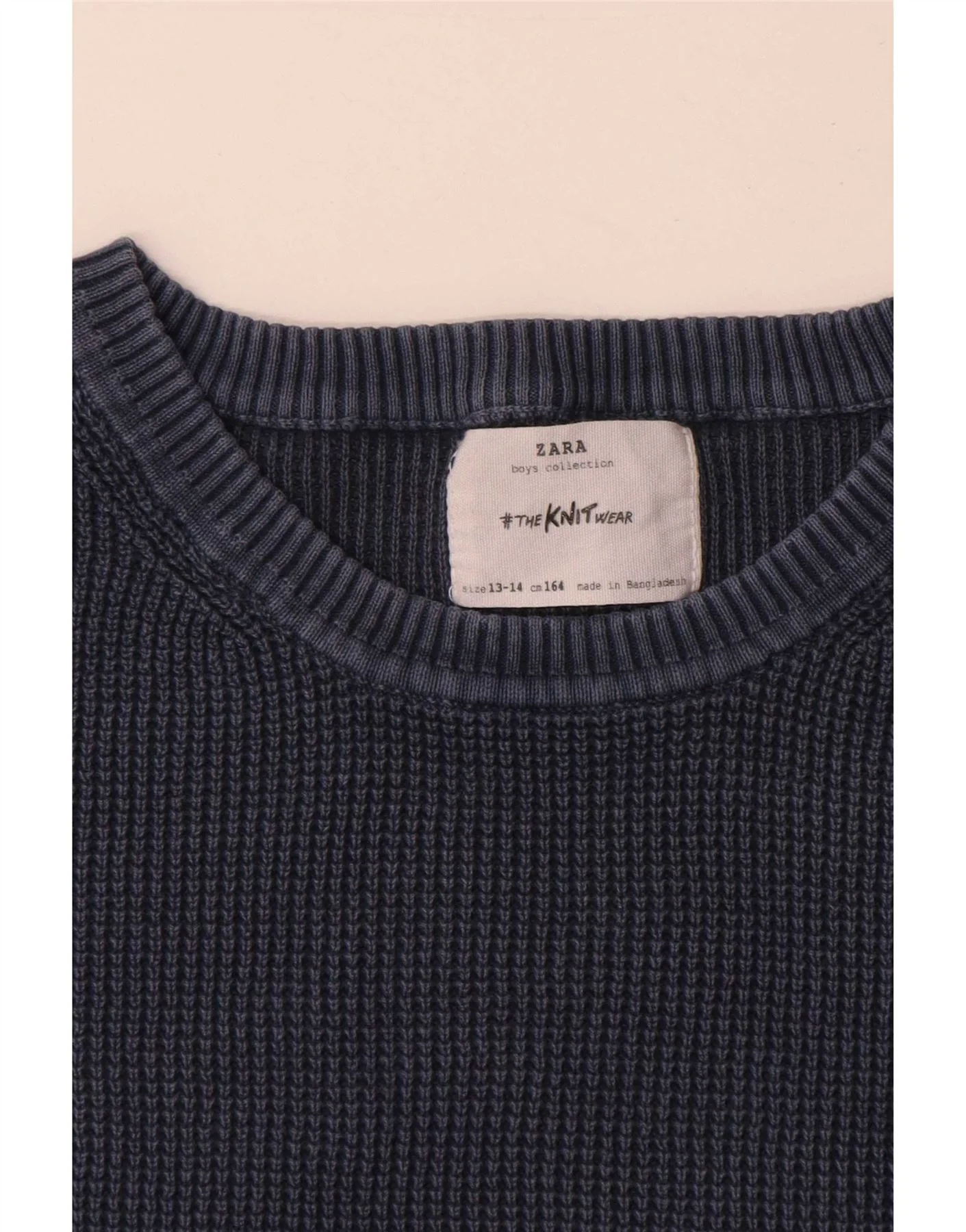 Zara Boys Crew Neck Jumper Sweater 13-14 Years Navy Blue - Image 3