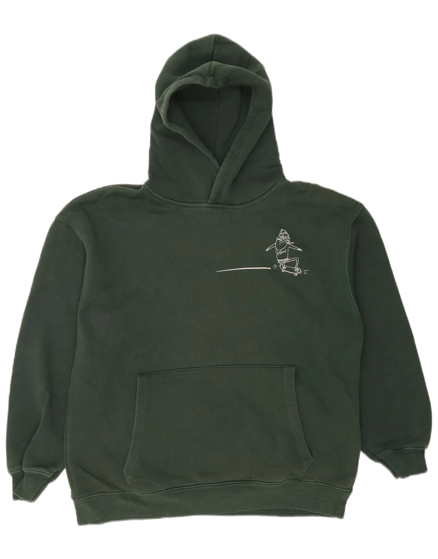 Zara Boys Graphic Hoodie Jumper 13-14 Years Green Cotton