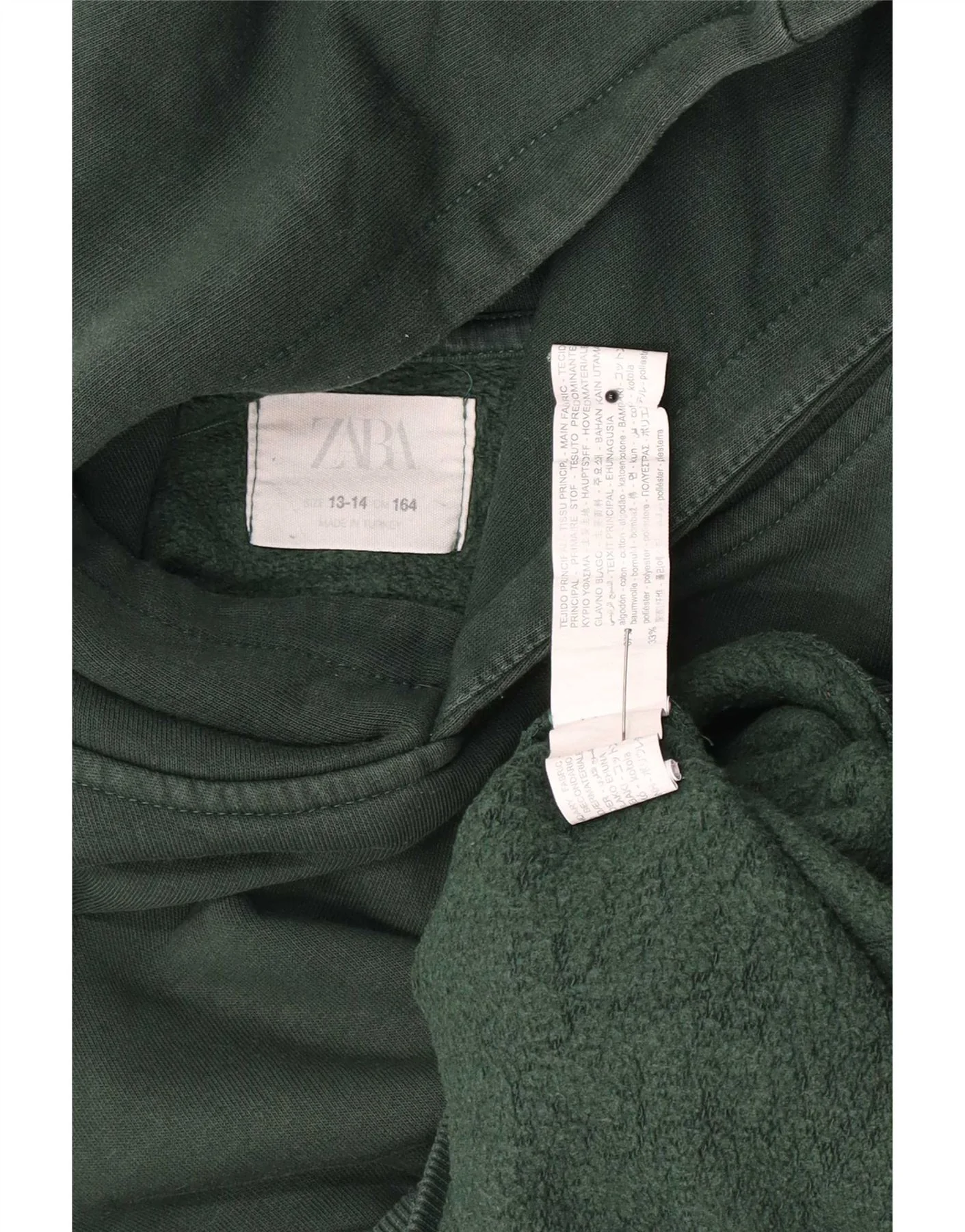 Zara Boys Graphic Hoodie Jumper 13-14 Years Green Cotton - Image 3