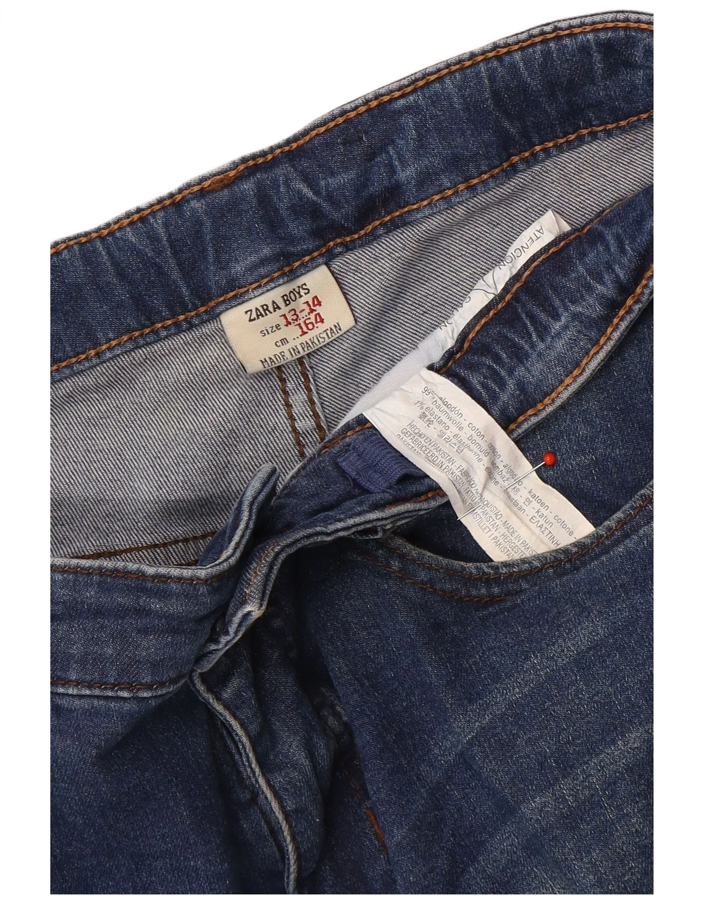 Zara Boys Slim Jeans 13-14 Years W28 L30 Blue Cotton - Image 3